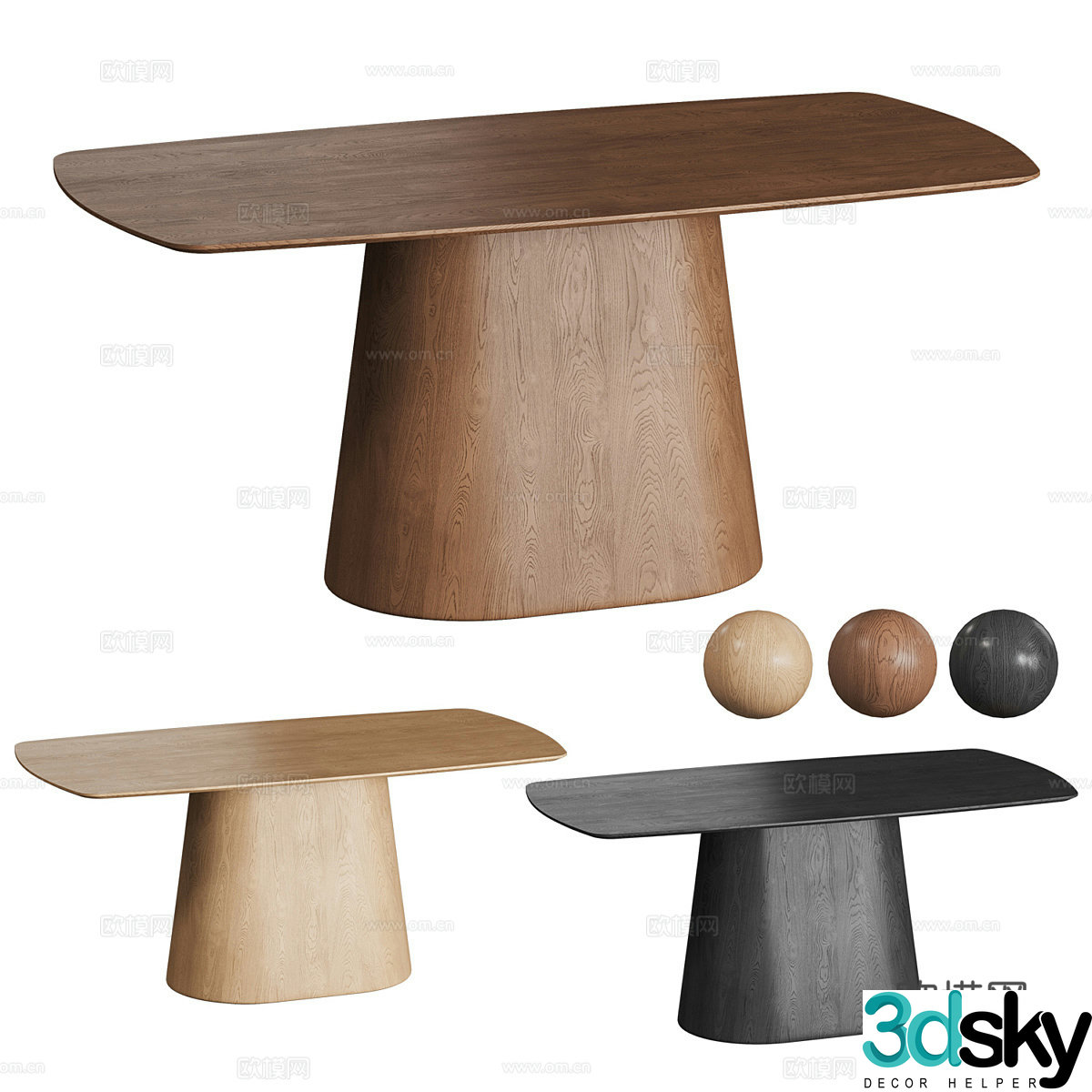 Modern Italian solid wood dining table 3d model