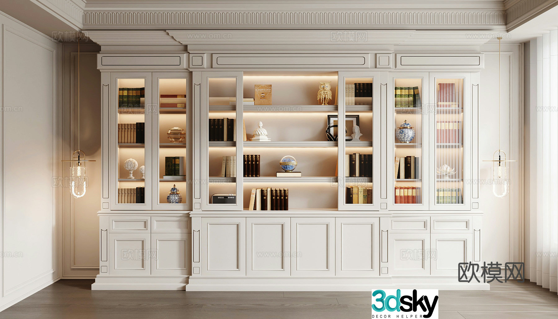 American bookcase 3d model