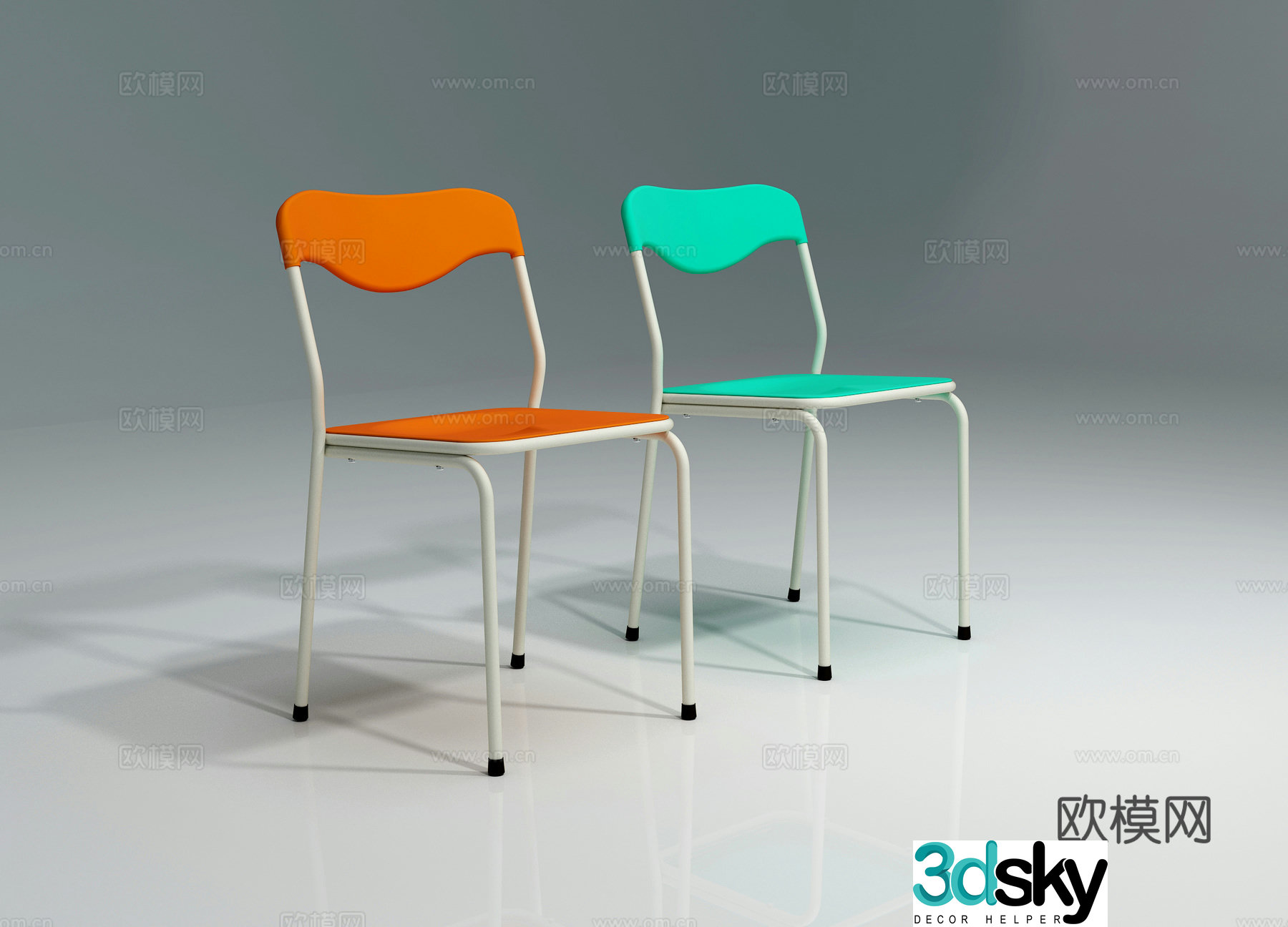 Metal plastic paint chair 3d model