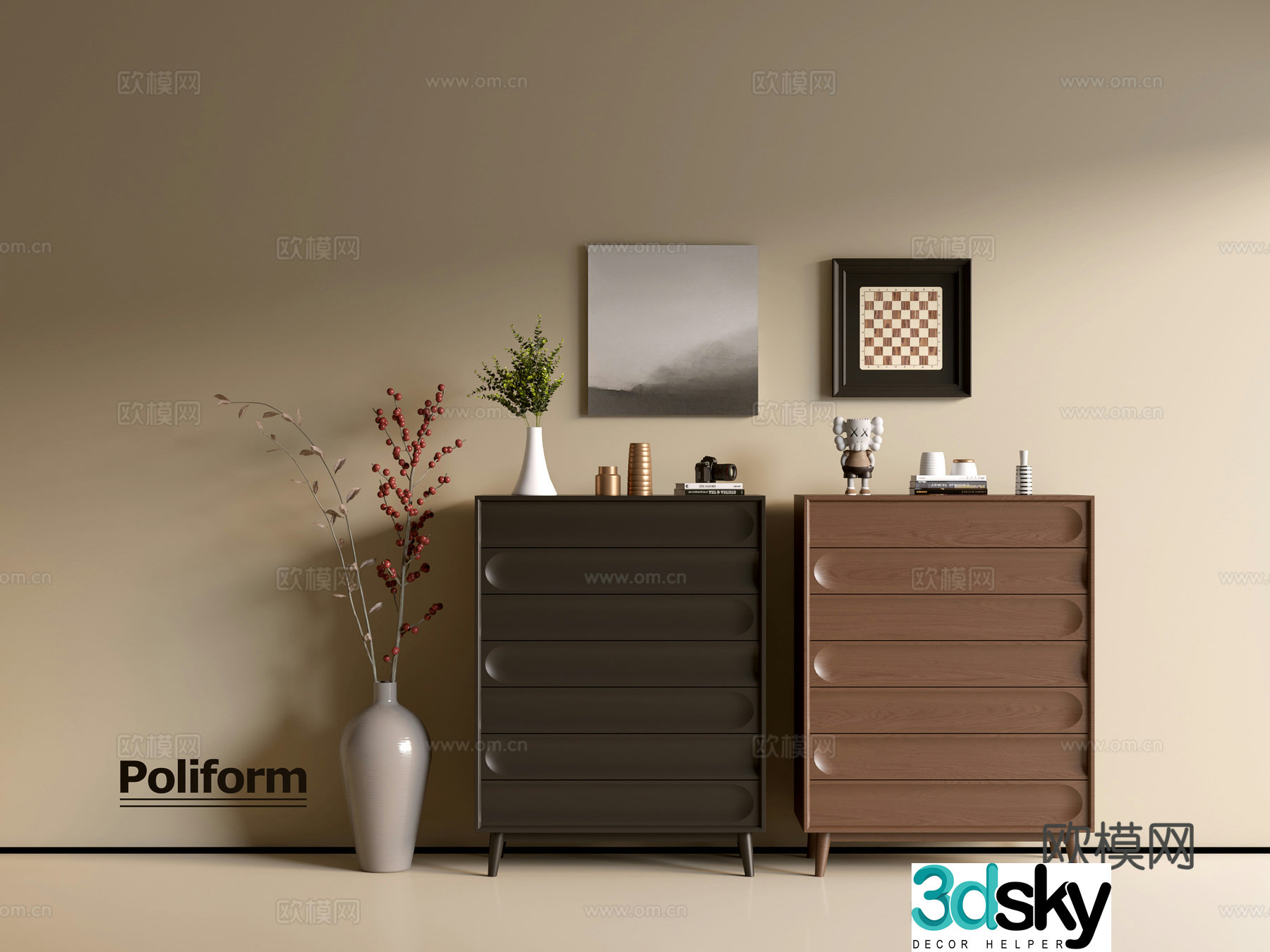 Modern wood grain cabinet ins wind minimalist wind cabinet whole cabinet sideboard balcony cabinet storage 3D model
