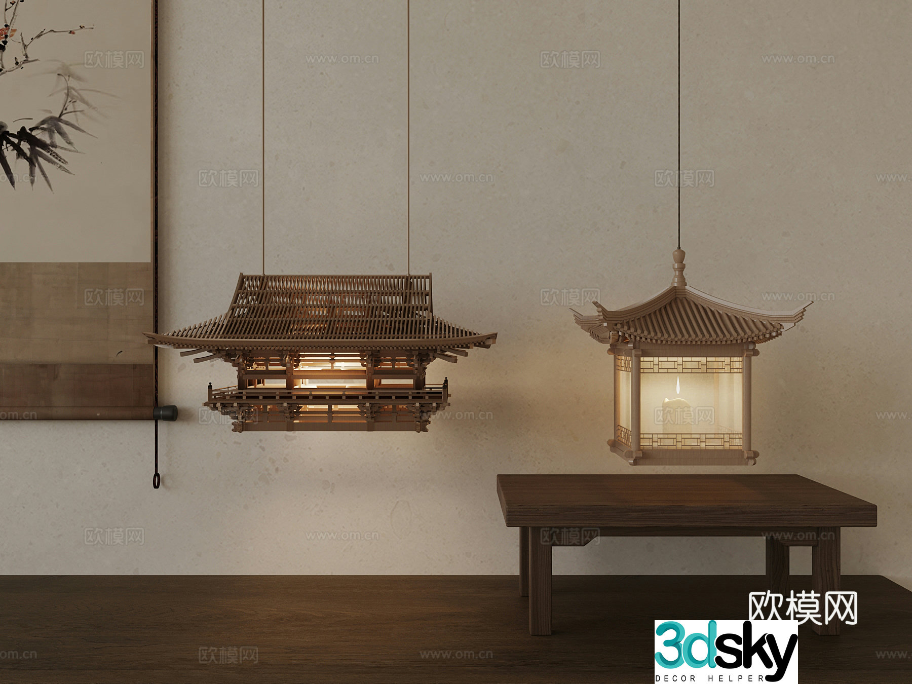 New Chinese style chandelier Ancient building chandelier 3D model