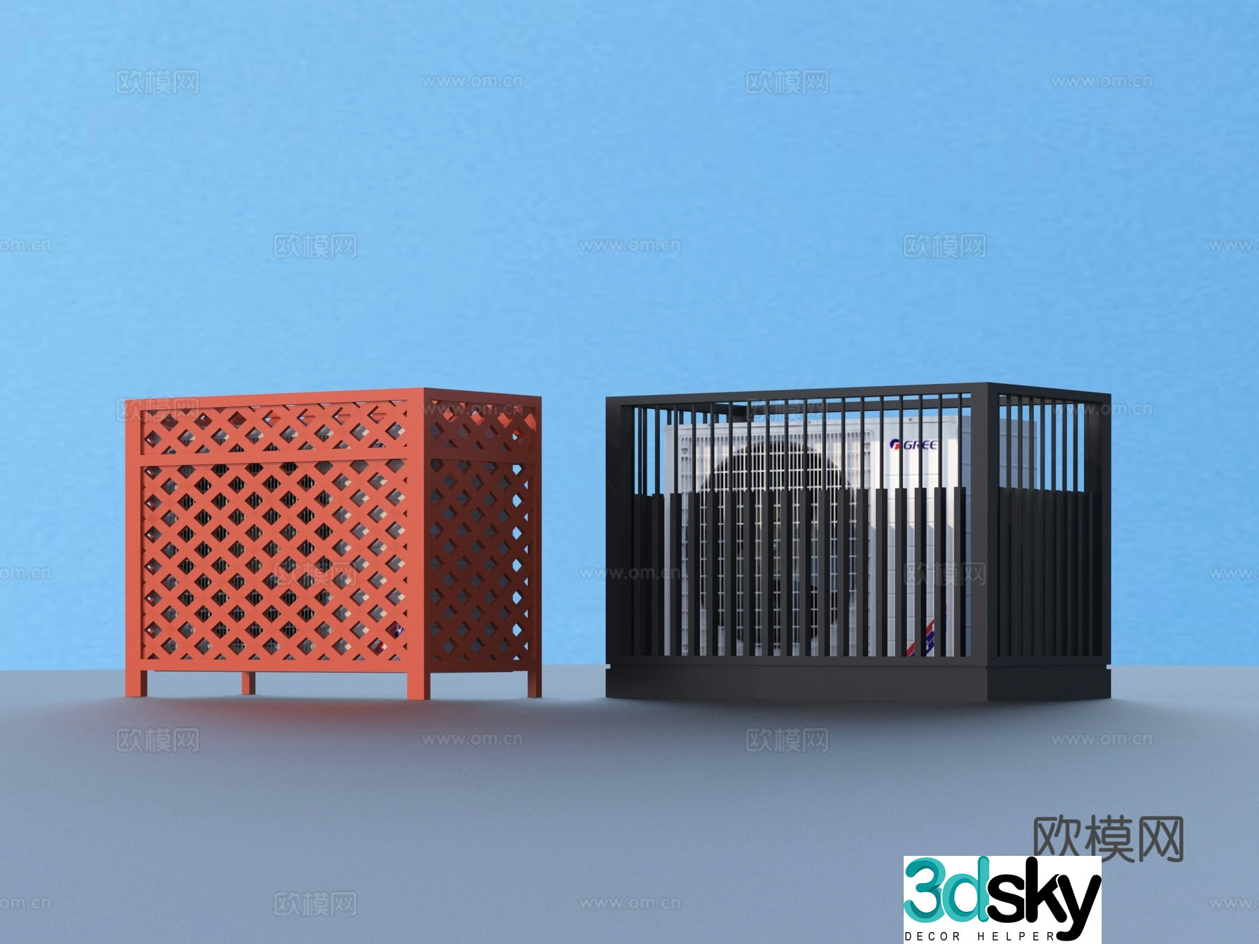 Air conditioning rack Air conditioning exterior unit Grille decoration 3D model