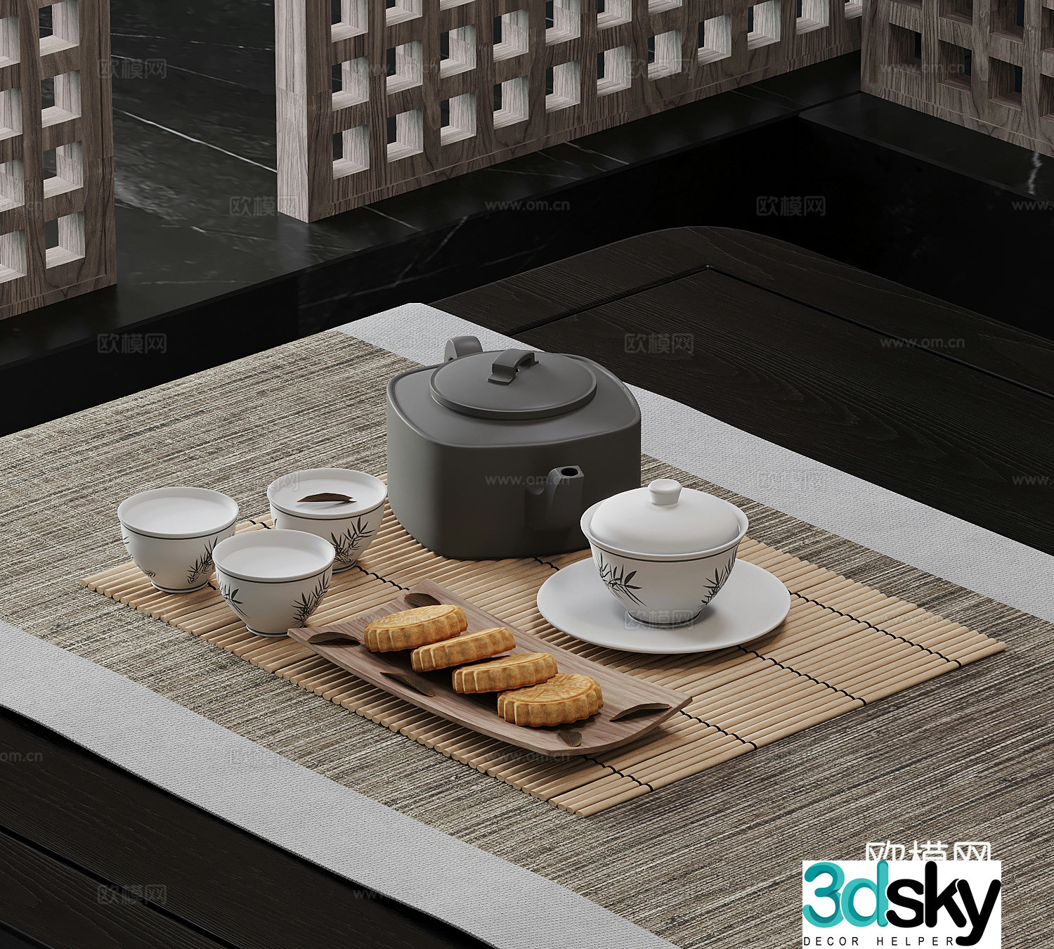 Tea set New Chinese style tea set Teapot Tea cup 3d model