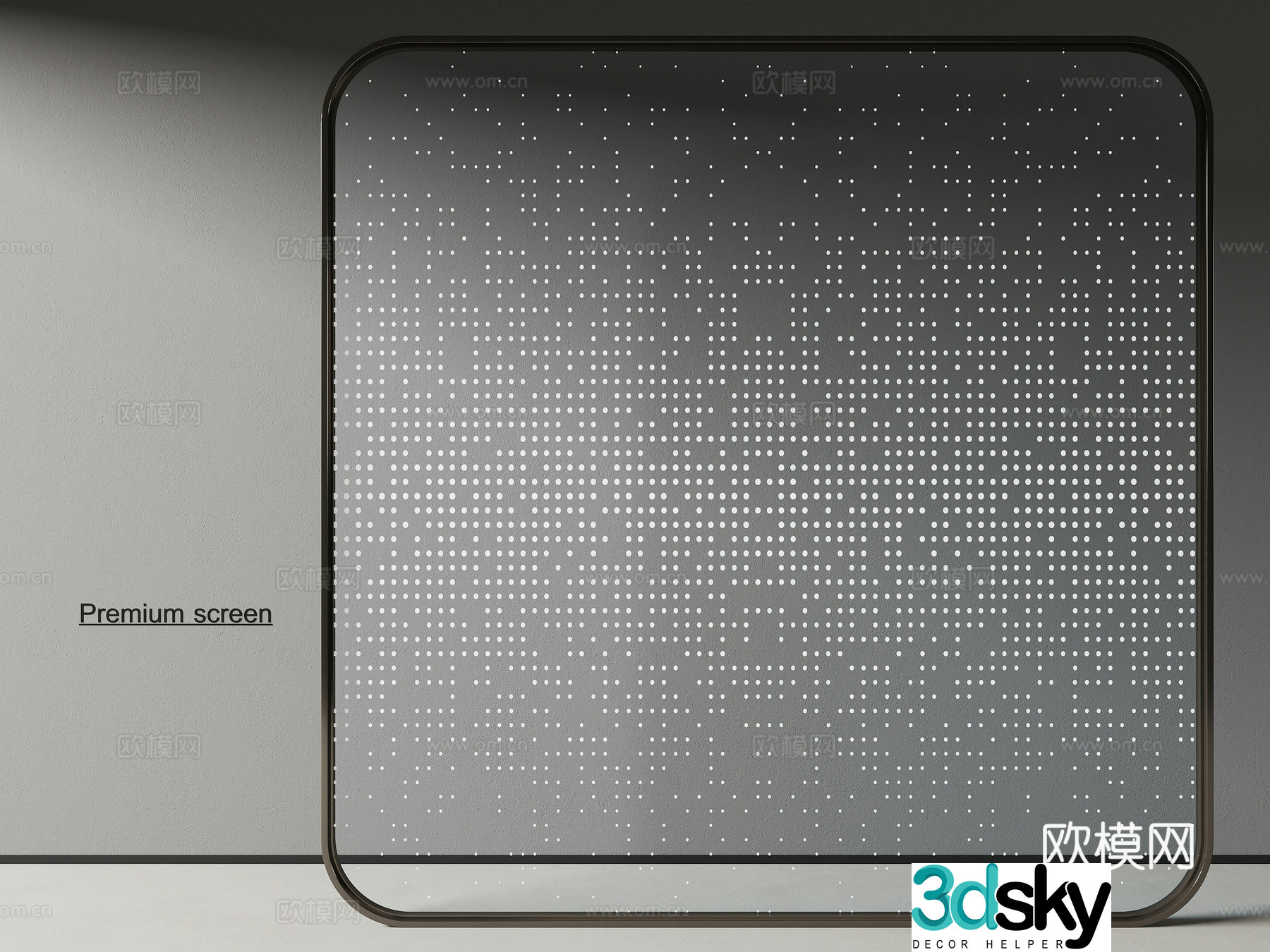 Modern glass partition rounded corner 3d model
