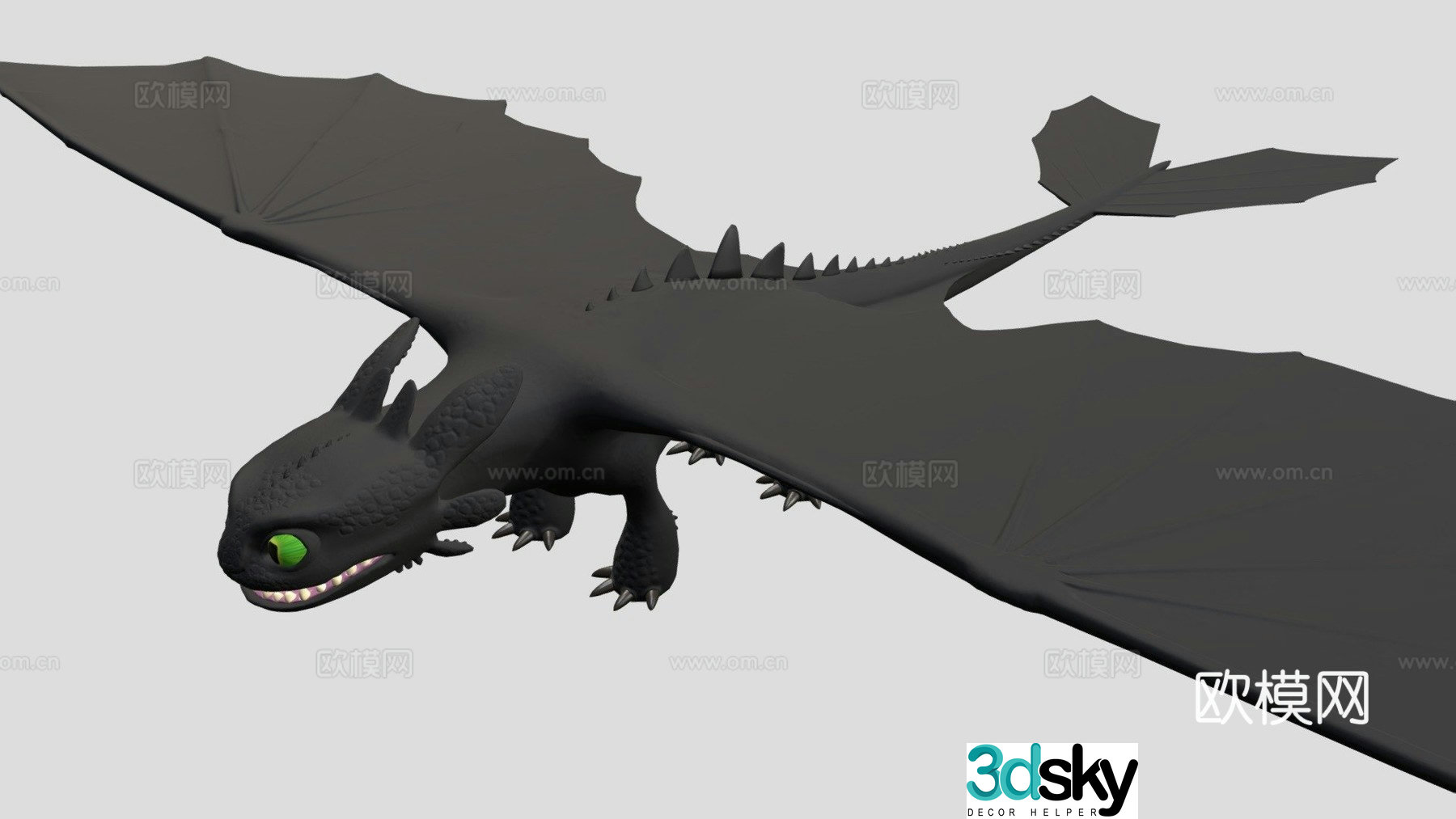 Toothless fully assembled 3D model