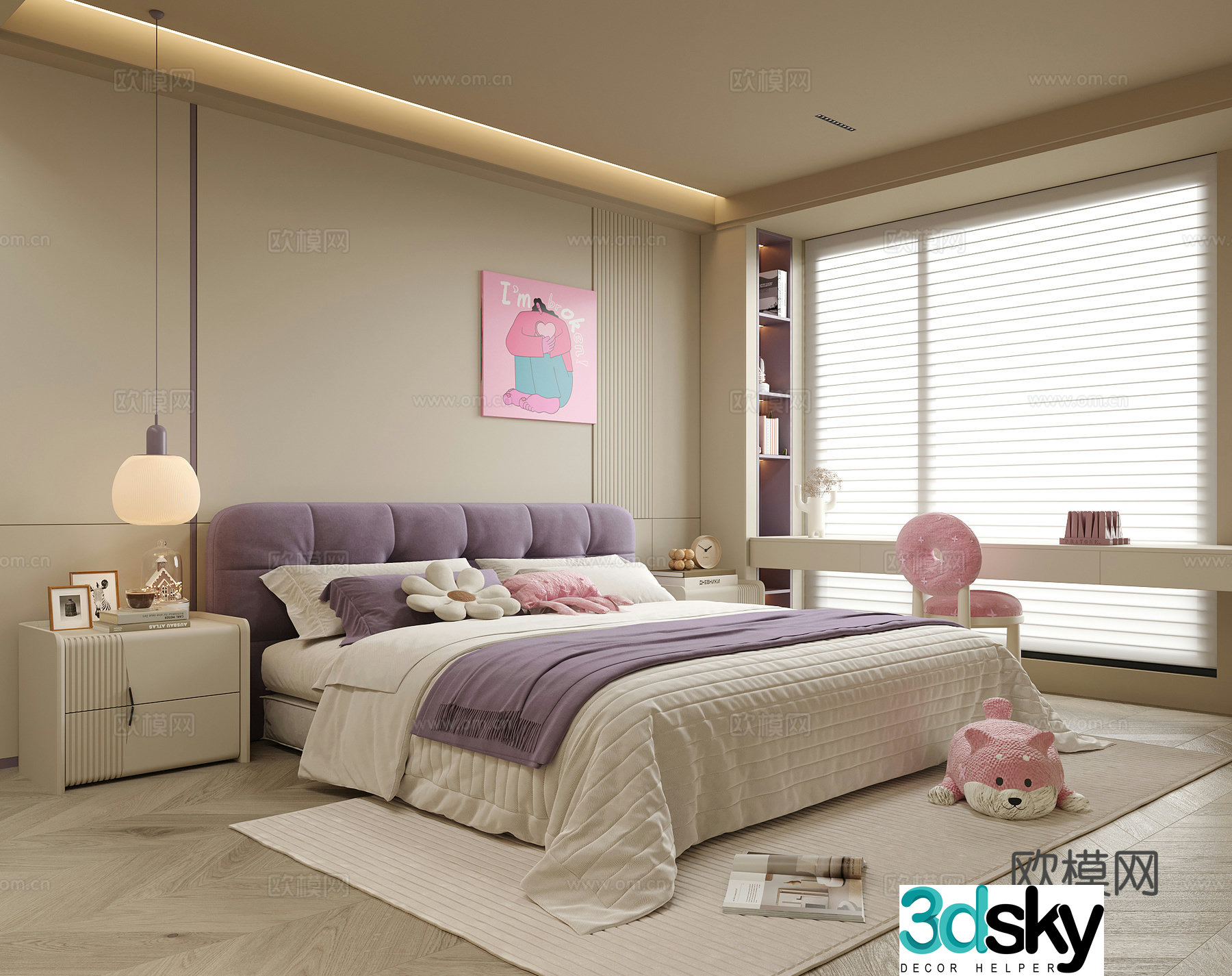 Modern children’s room girl’s room daughter’s room bedroom bedroom chandeliers 3d model
