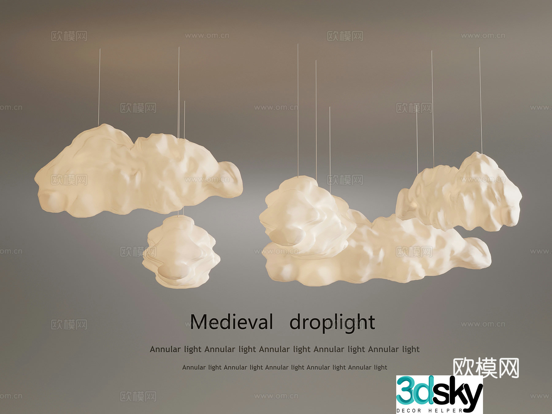 Chandelier Cream Wind Cloud Chandelier Decorative Chandelier 3D Model
