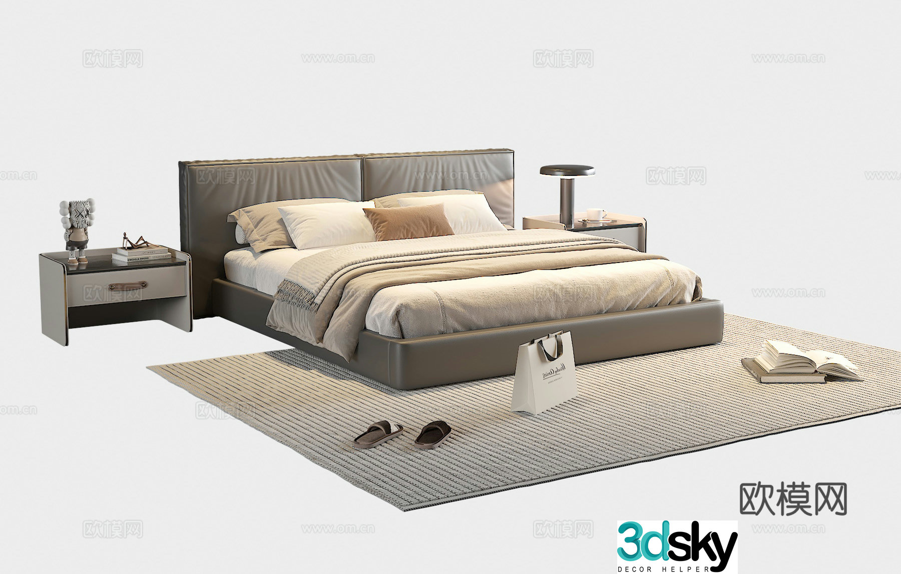 Modern double bed 3d model