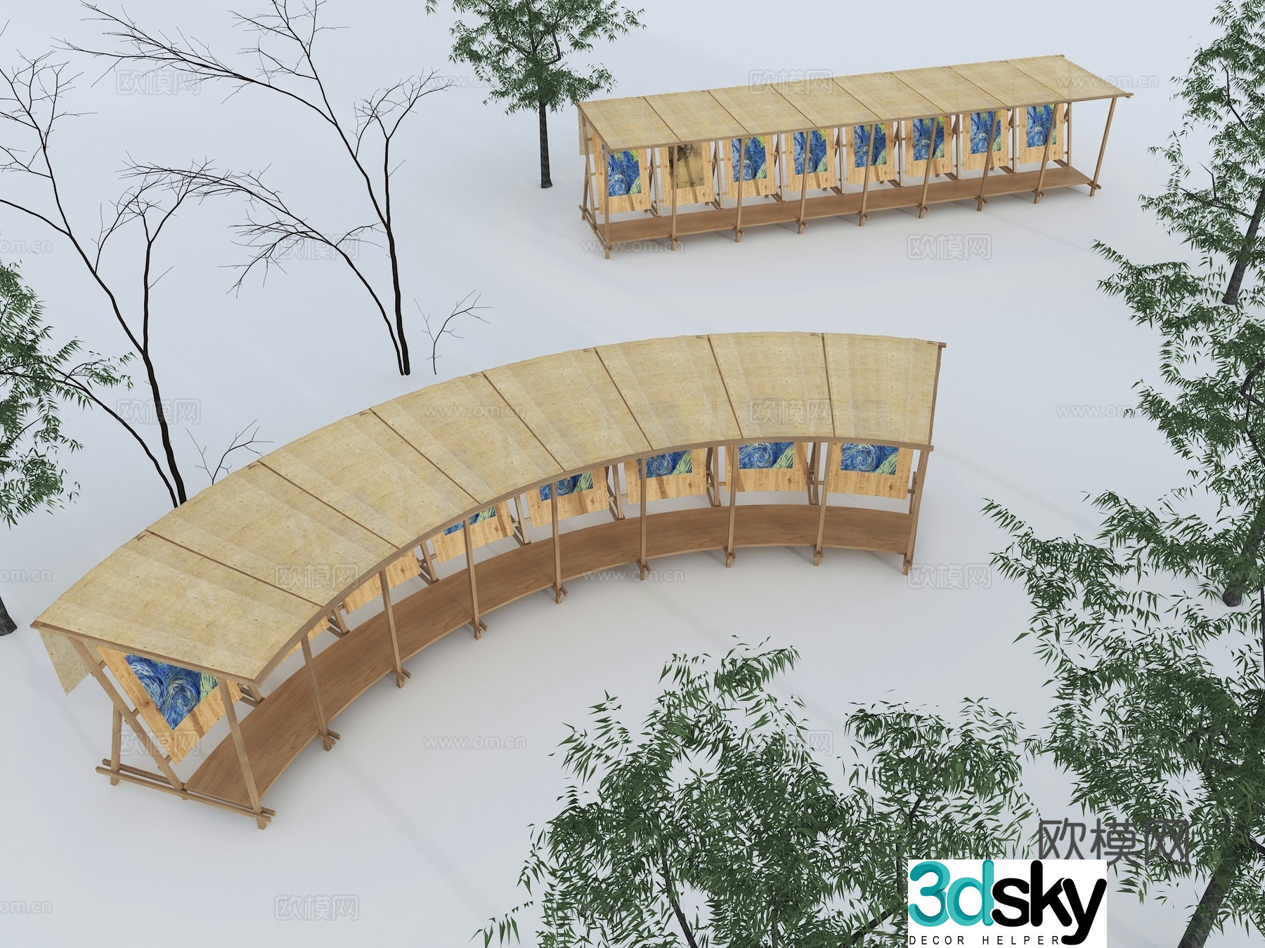 Modern corridor frame wooden gallery frame arc gallery frame special creative gallery frame 3D model