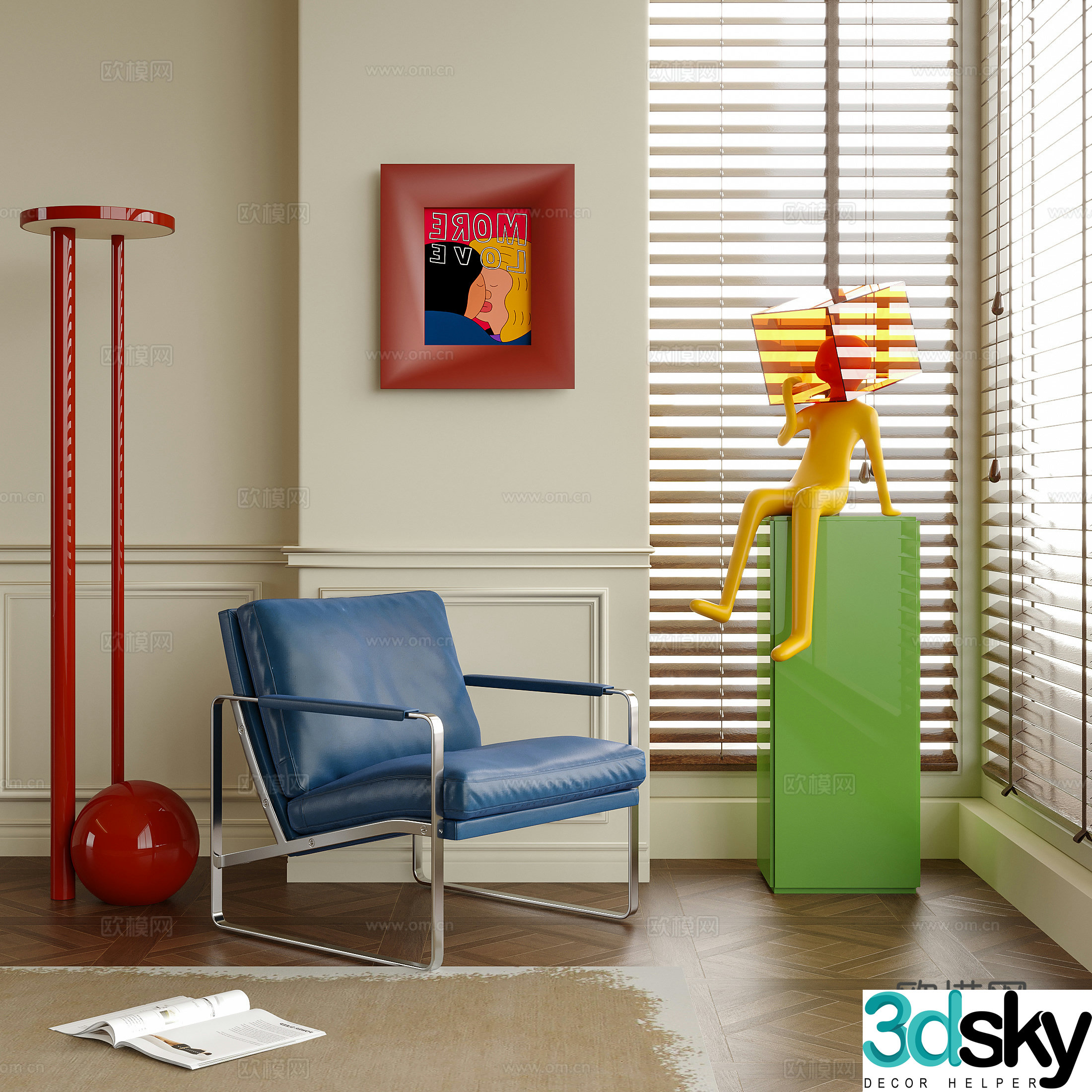 Modern Bauhaus casual chair single sofa single chair floor lamp sculpture ornament 3d model
