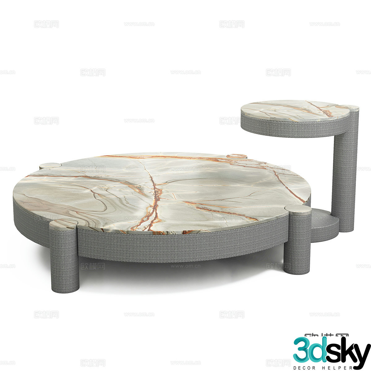 Modern Italian marble round coffee table 3d model