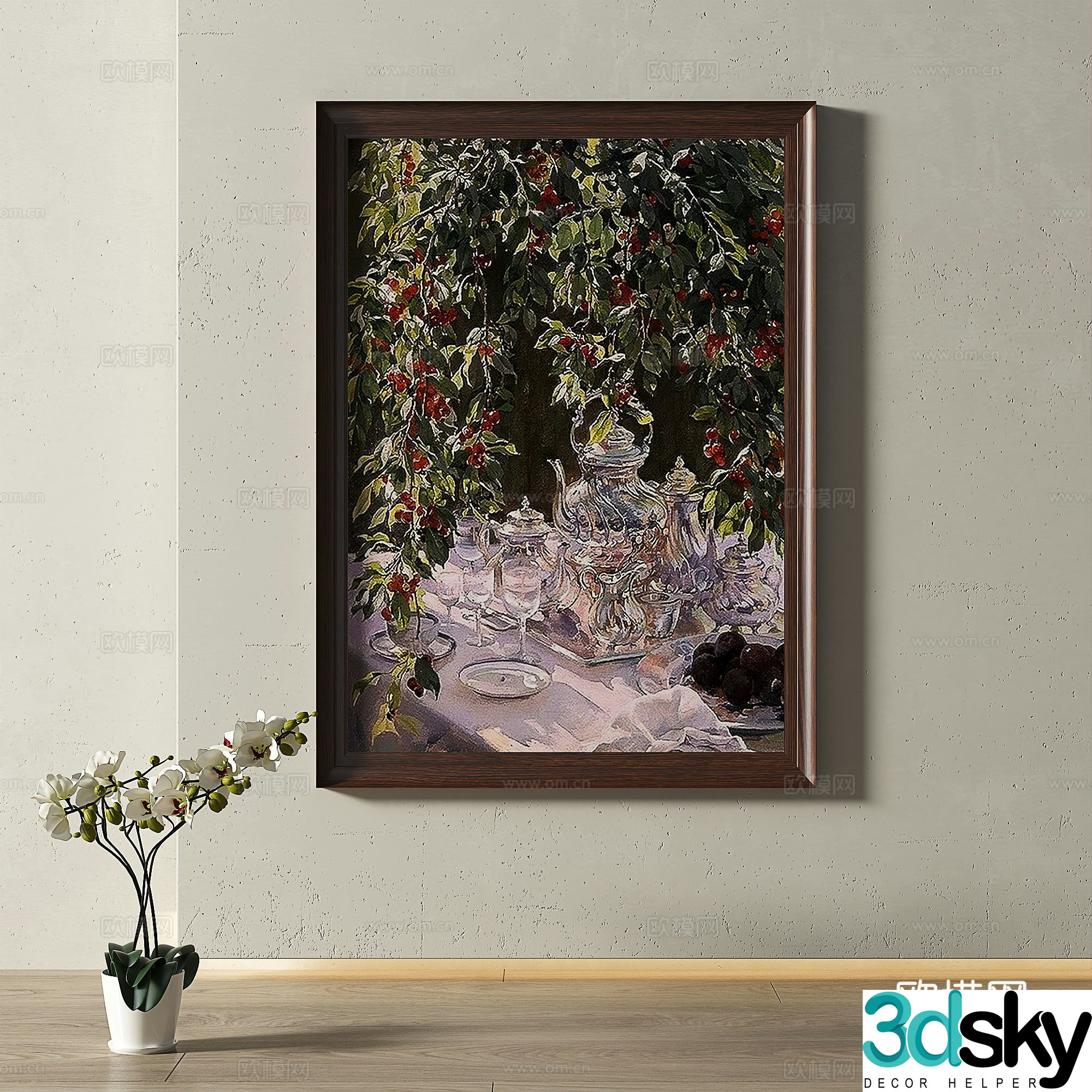 Modern French retro medieval light luxury oil painting decorative painting 3d model