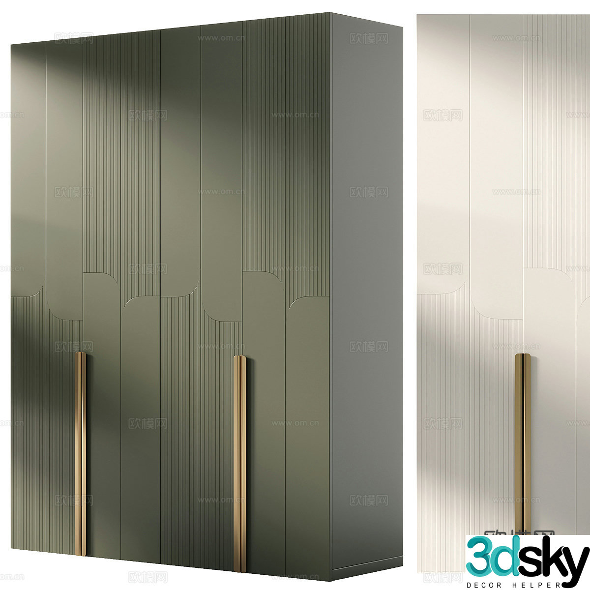 Modern Italian light luxury wardrobe 3D model