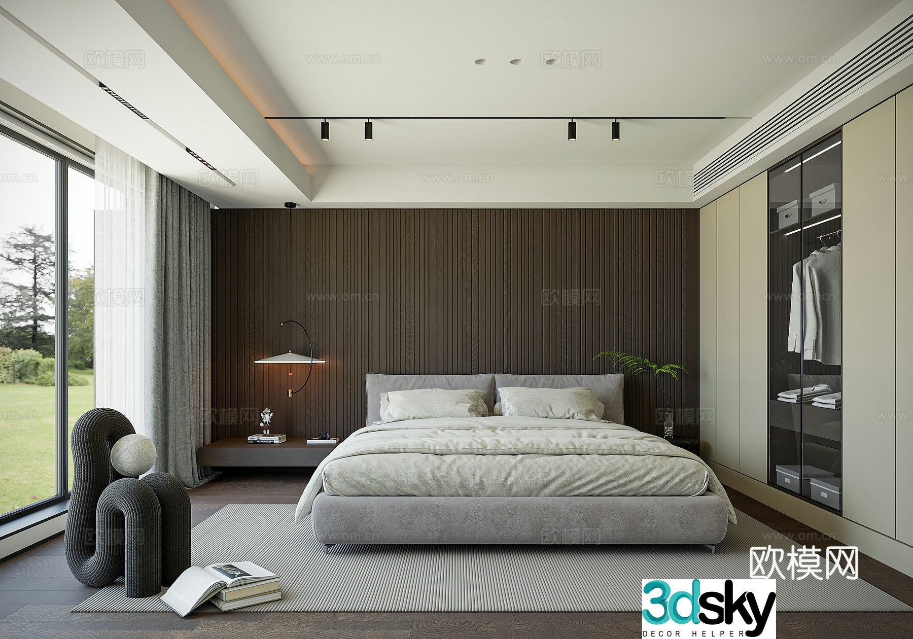 Modern Italian minimalist bedroom 3d model