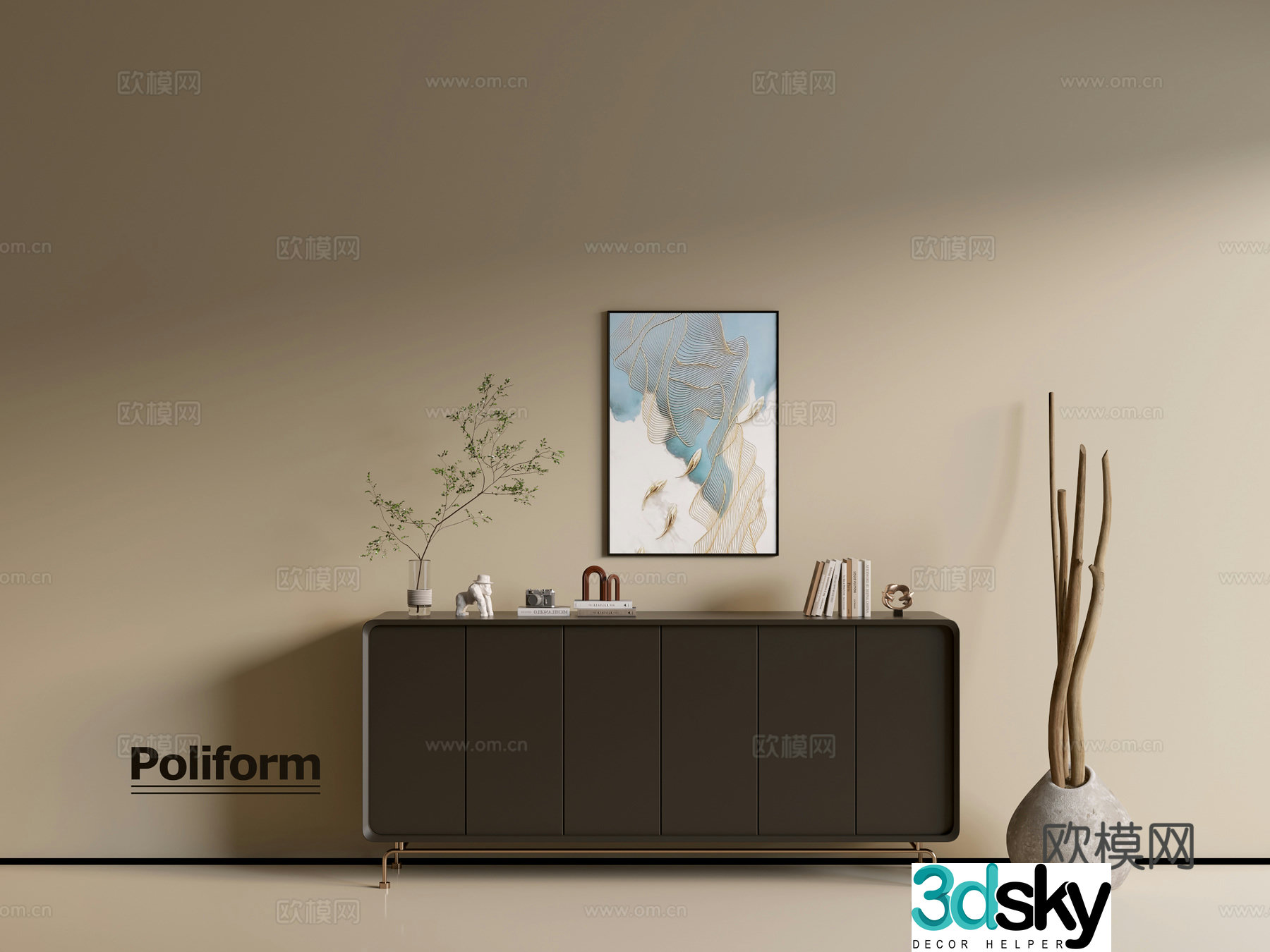 Modern wood grain cabinet ins wind minimalist wind cabinet whole cabinet sideboard balcony cabinet storage 3D model
