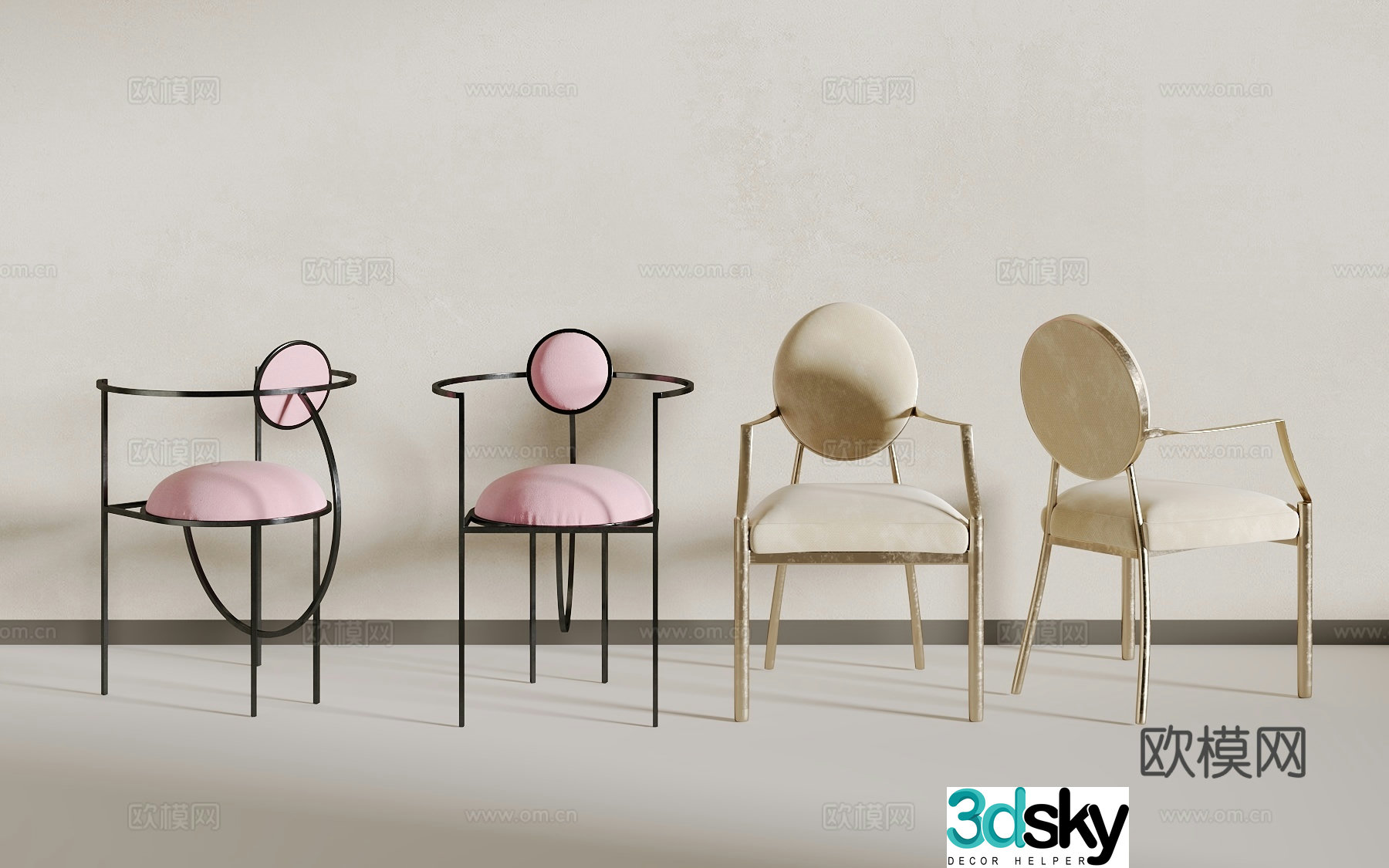 Light luxury single chair 3D model