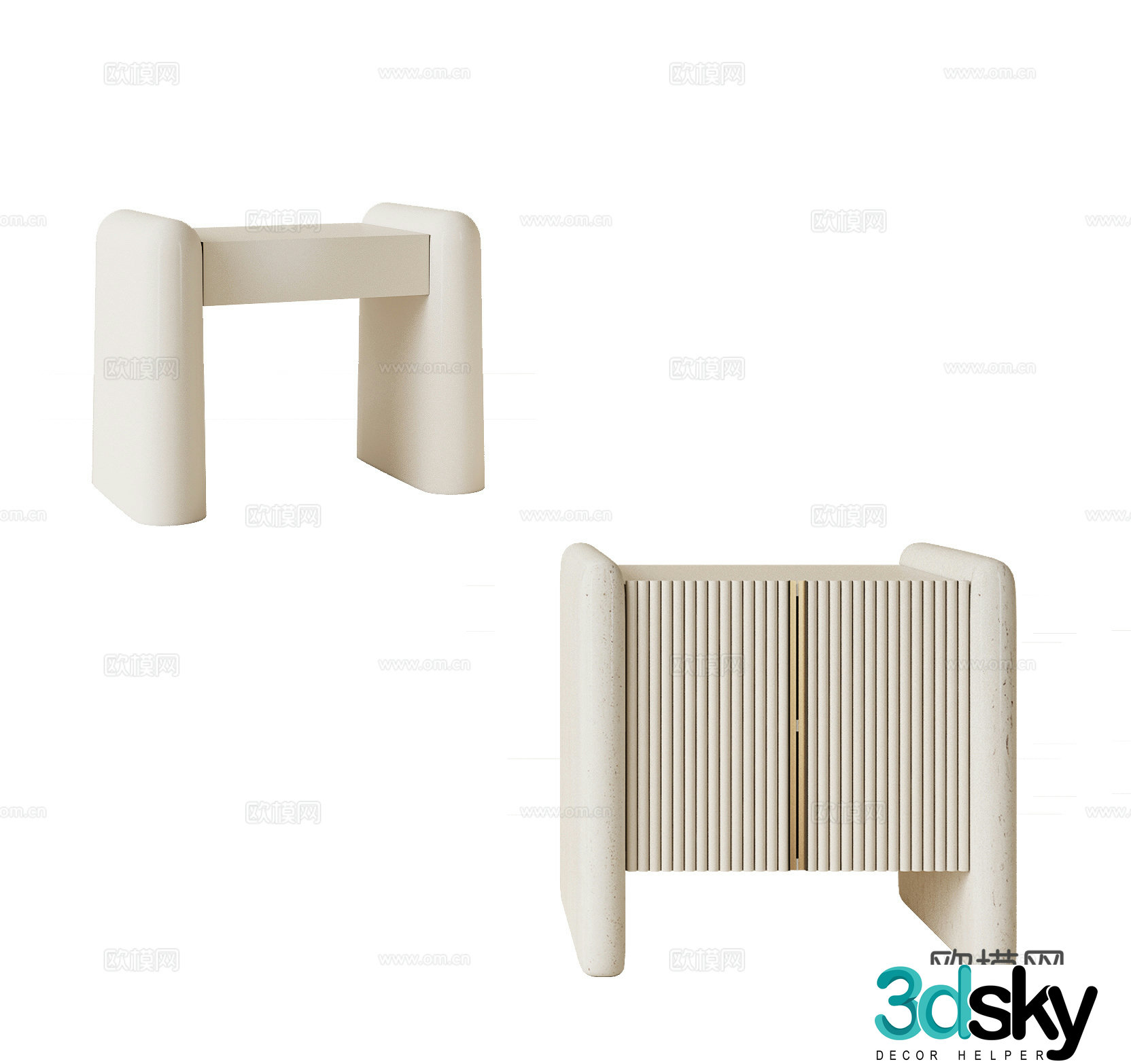 Modern creamy nightstand finished bedside table children’s bedside table square bedside table 3D model