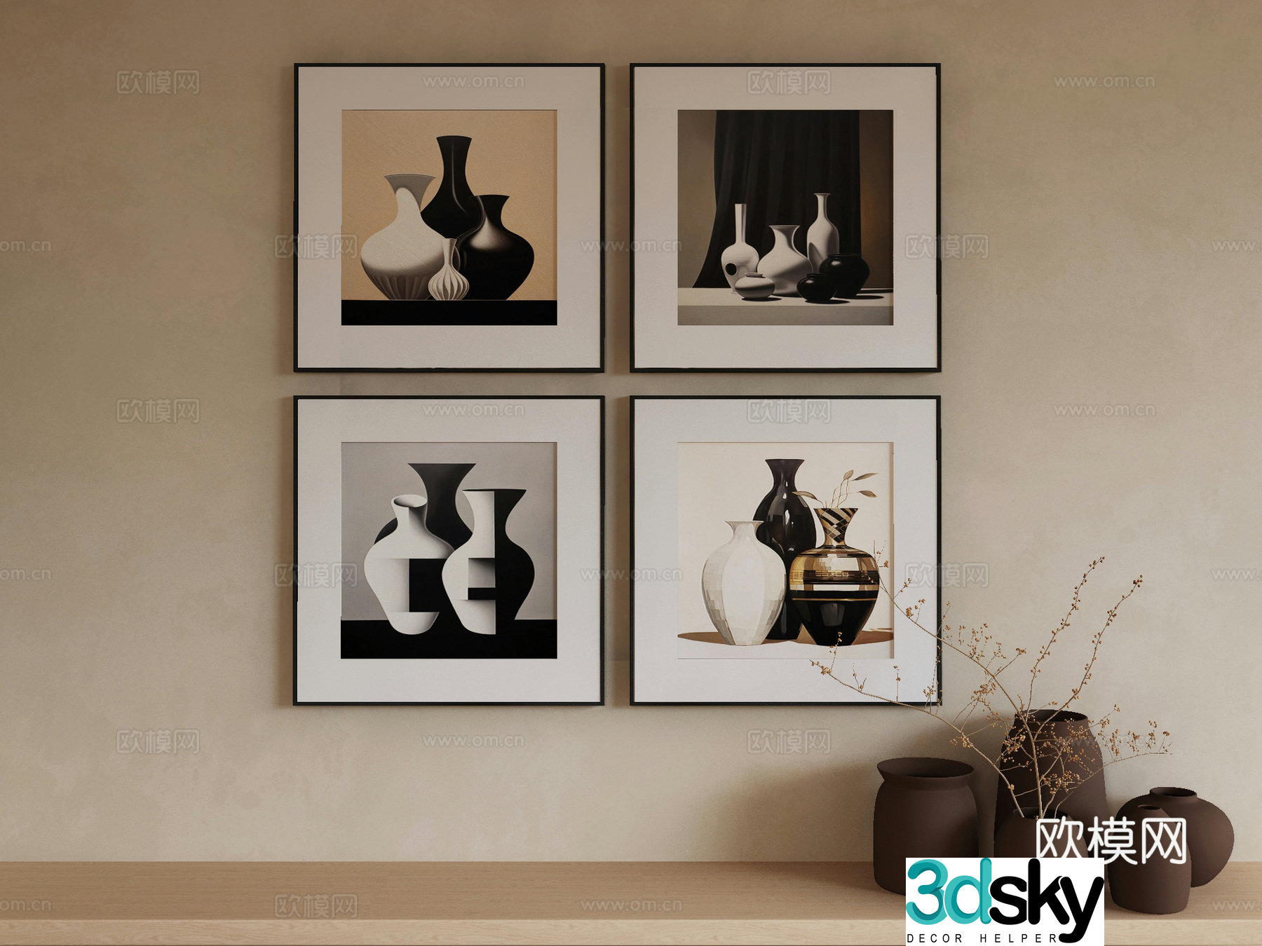 Modern Wasabi Hanging Painting Oil Painting 3D Model