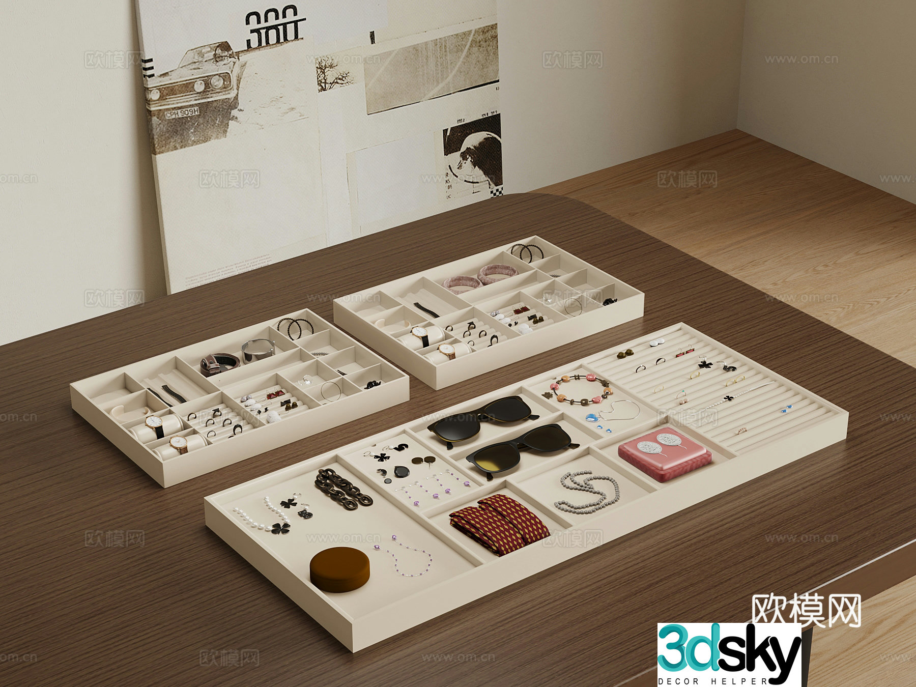 Jewelry Cabinet Modern Jewelry Storage Box 3D Model