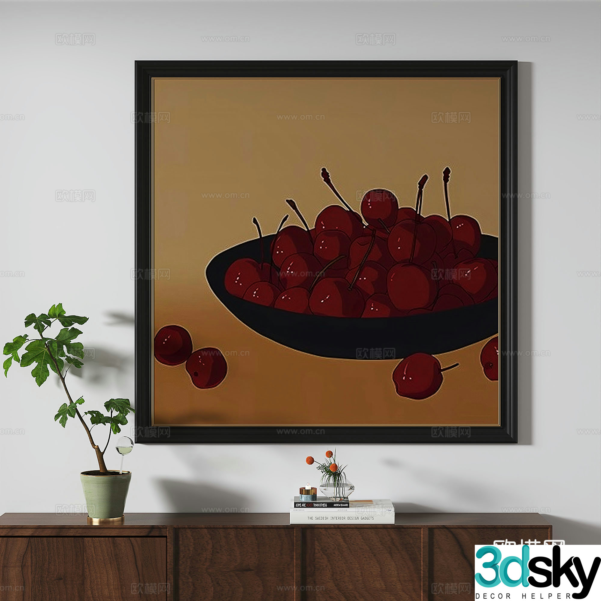 Modern French retro abstract light luxury simple medieval decorative painting 3d model