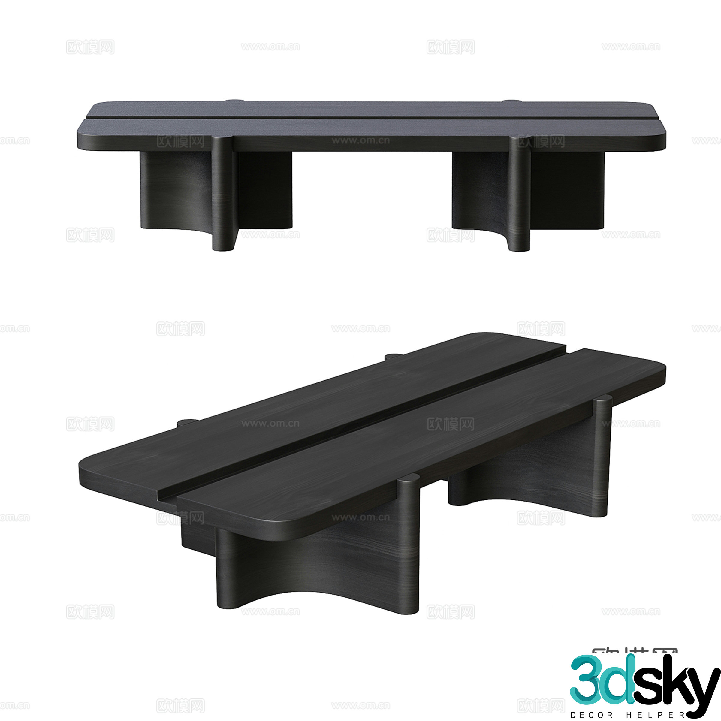 Medium style wooden coffee table 3D model