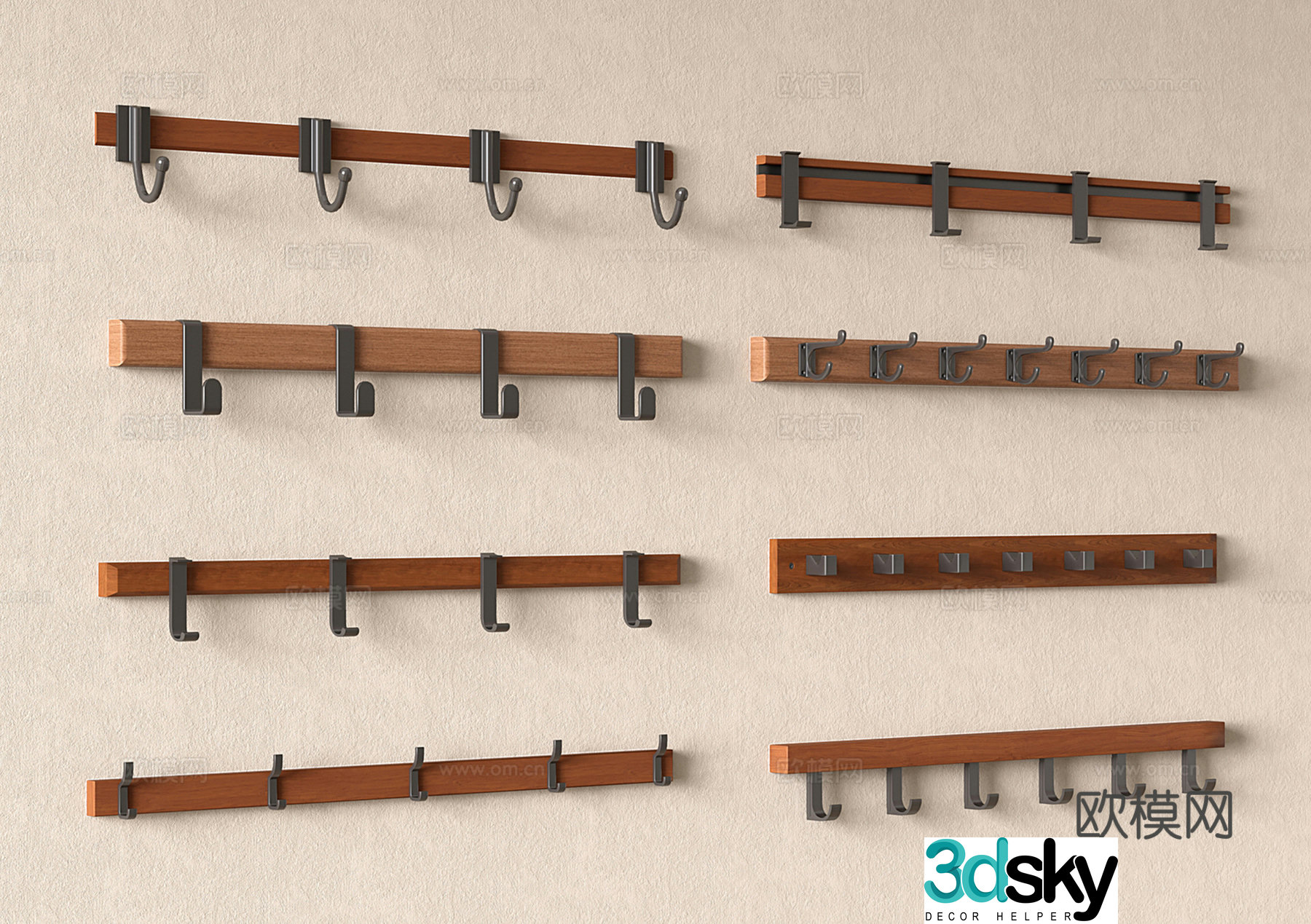 Modern medieval hooks clothes hooks clothes hangers 3D model