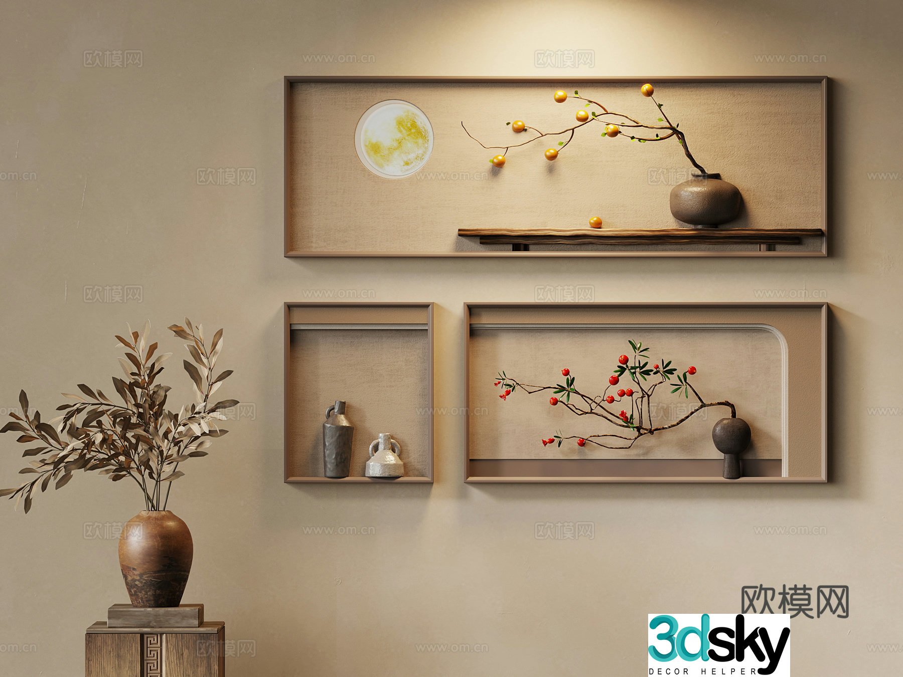 Wall decoration medieval style wall decoration potted plant storage 3D model