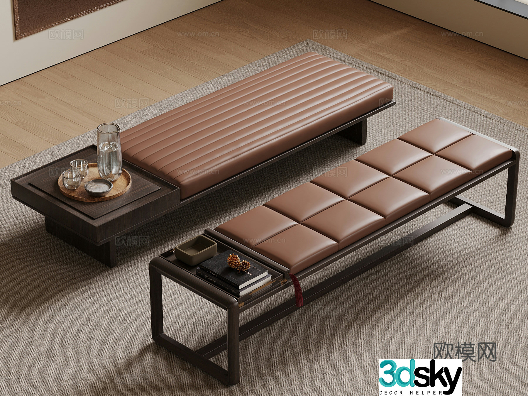 New Chinese style shoe changing bench bench 3D model