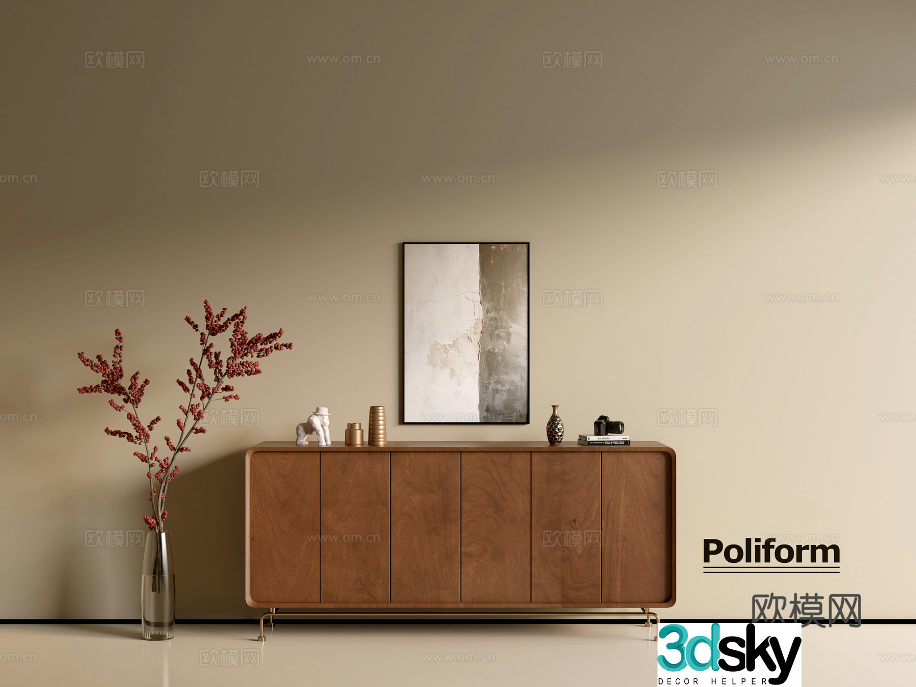 Modern wood grain cabinet ins wind minimalist wind cabinet whole cabinet sideboard balcony cabinet storage 3D model