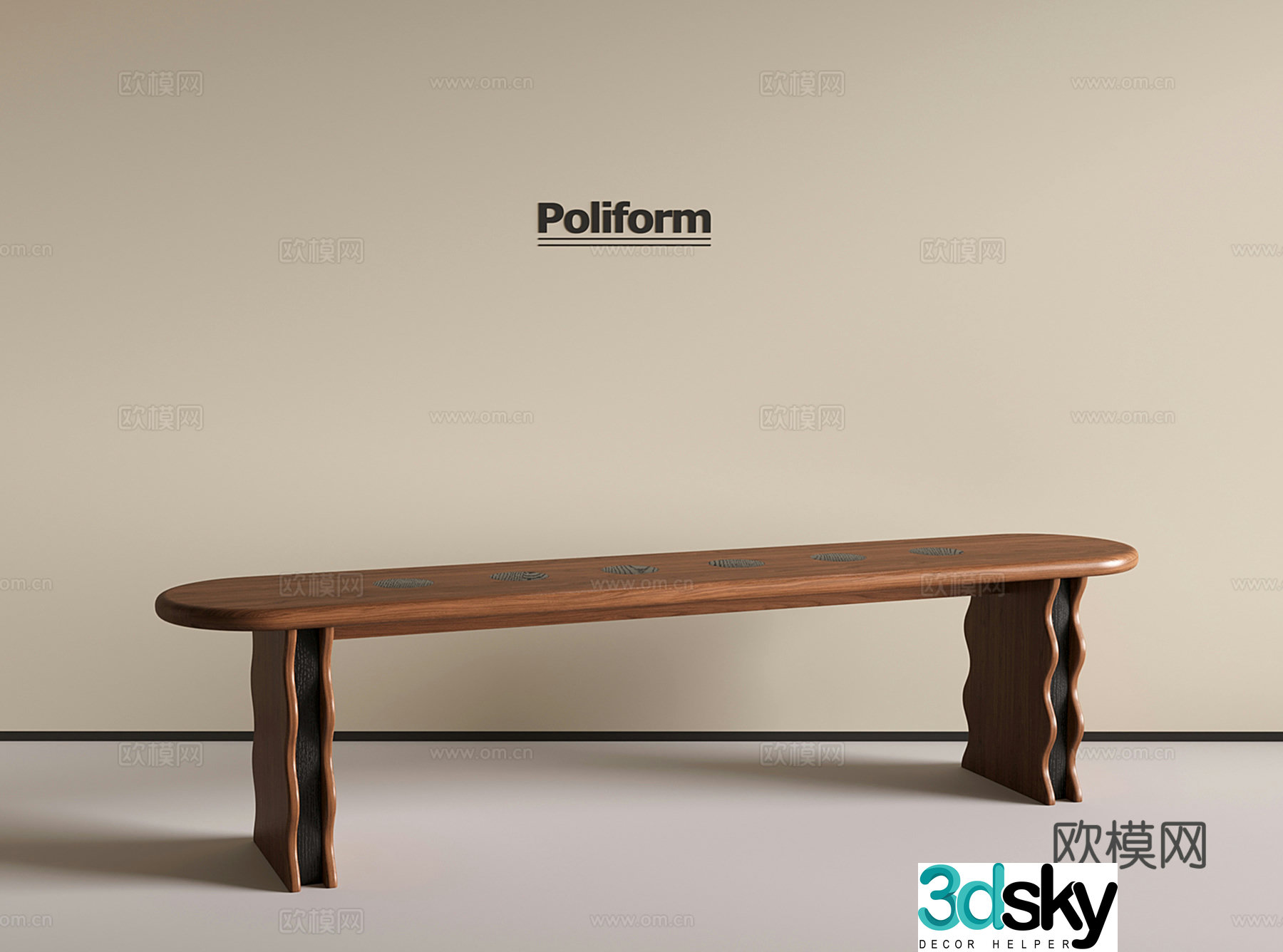 French style bed tail stool medieval shoe replacement stool solid wood 3D model