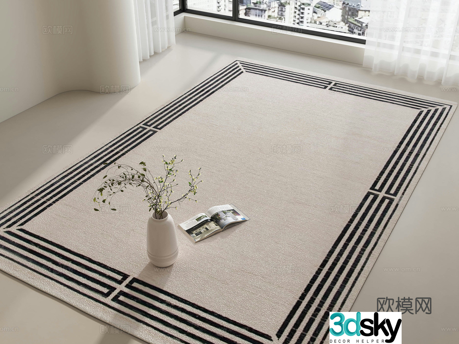 Carpet Medium style carpet Wasabi style carpet Cream style carpet Living room carpet Square carpet 3d model