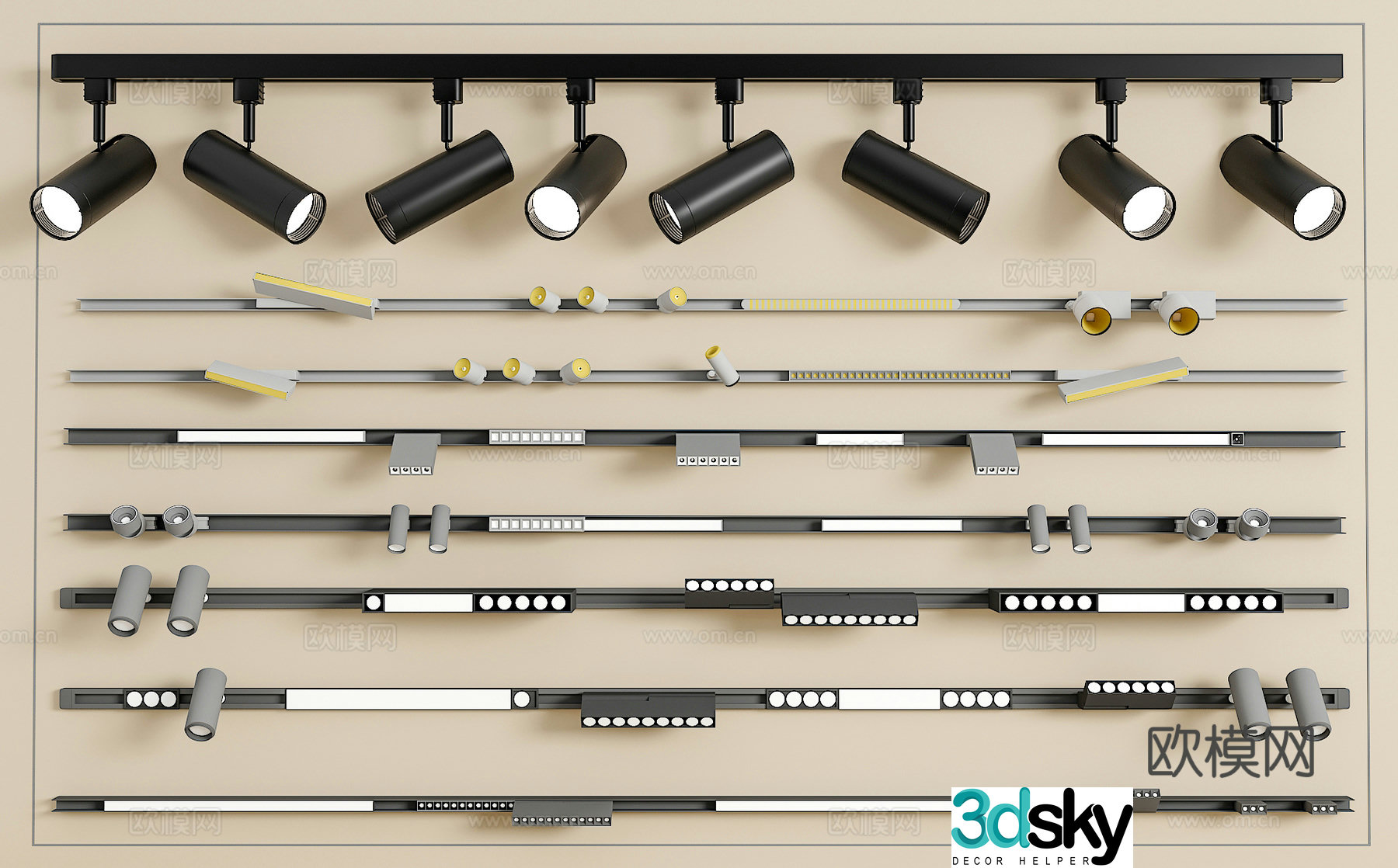 Track spotlight downlight linear lamp embedded downlight magnetic spotlight 3D model