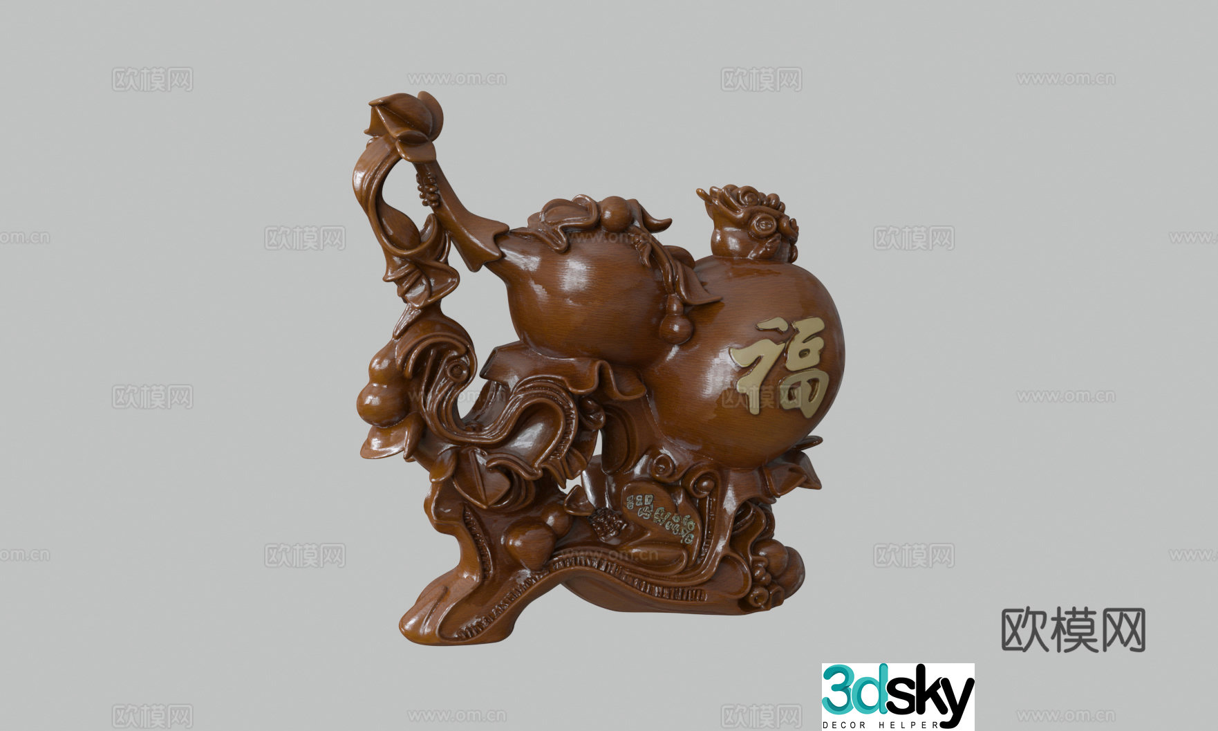 New Chinese style gourd decoration living room accessories 3D model