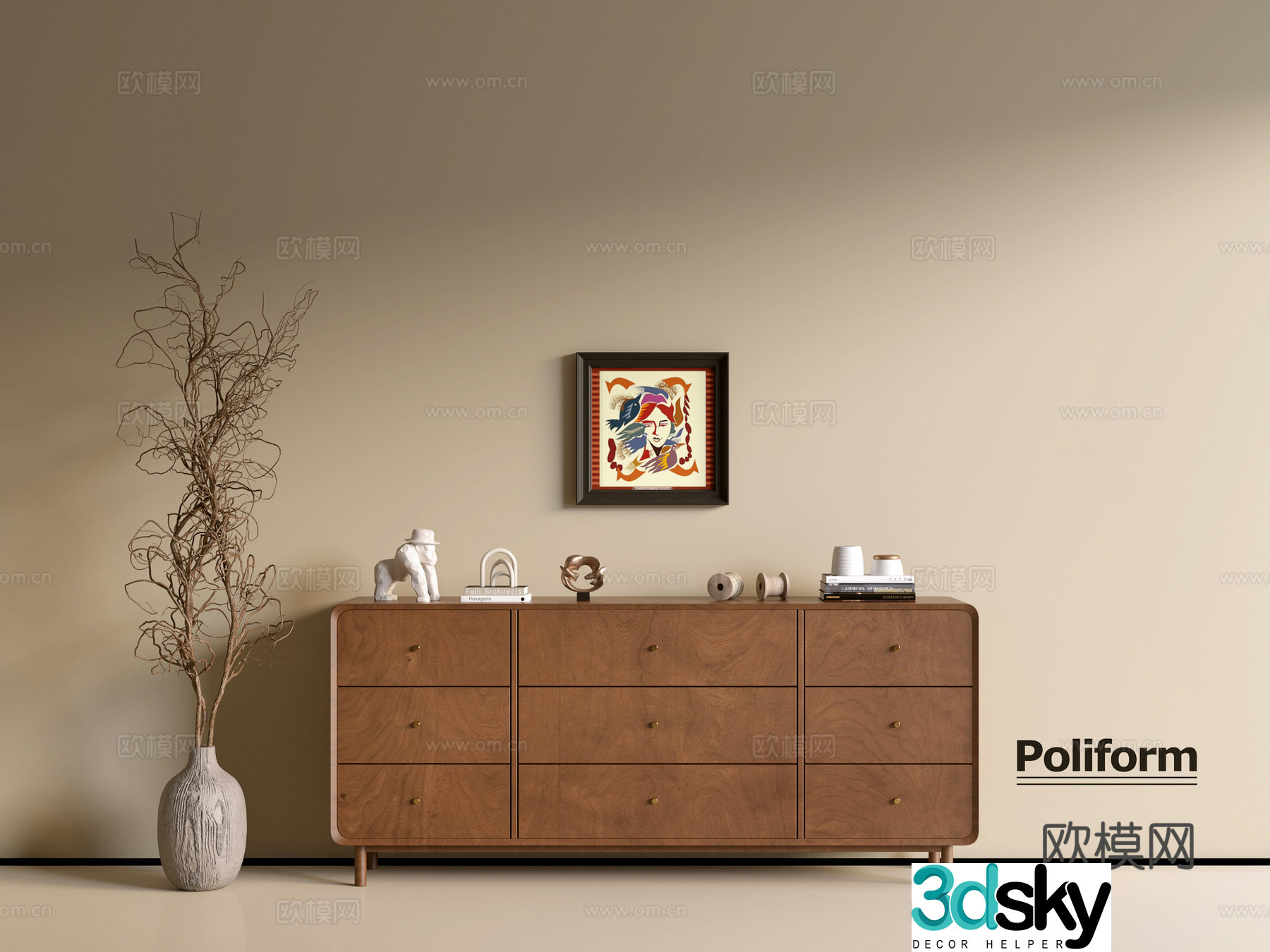 Modern wood grain cabinet ins wind minimalist wind cabinet whole cabinet sideboard balcony cabinet storage 3D model