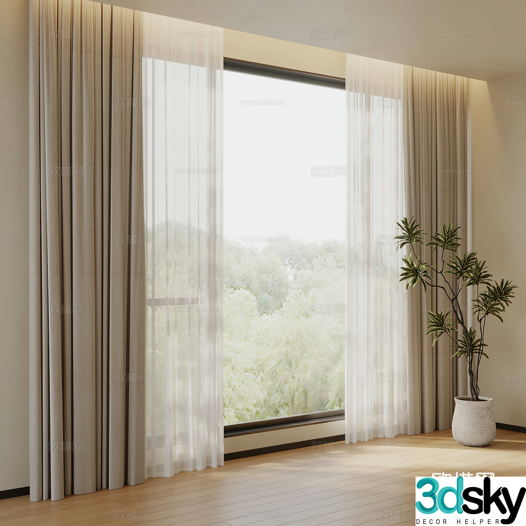 Curtains Modern Curtains Cloth Curtains Gauze 3D Model