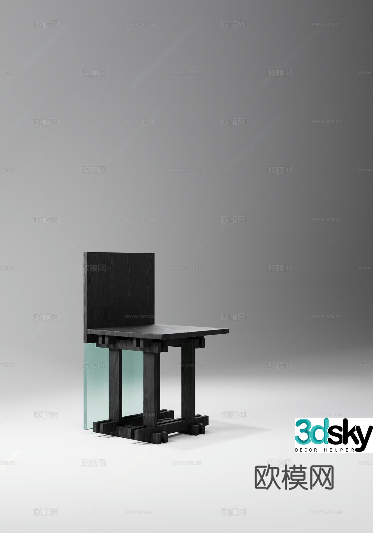 New Chinese style simple dining chair Acrylic chair Wooden chair Modern minimalist other stools Stool 3d model 3d model