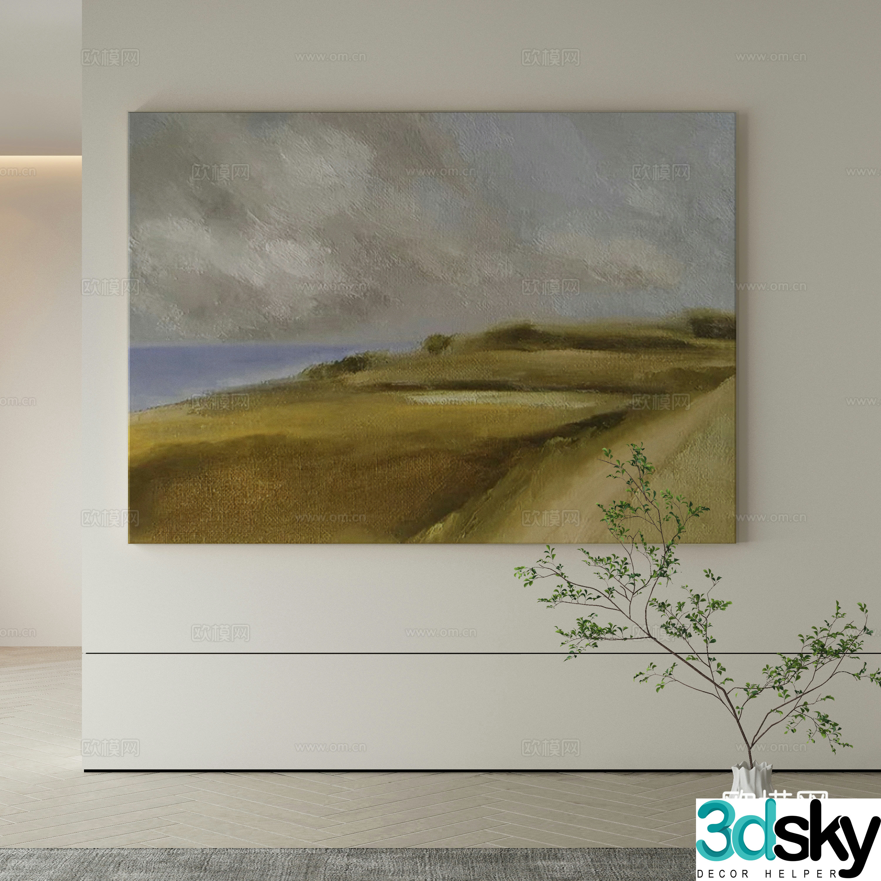 Modern Wasabi Hanging Painting Oil Painting 3D Model