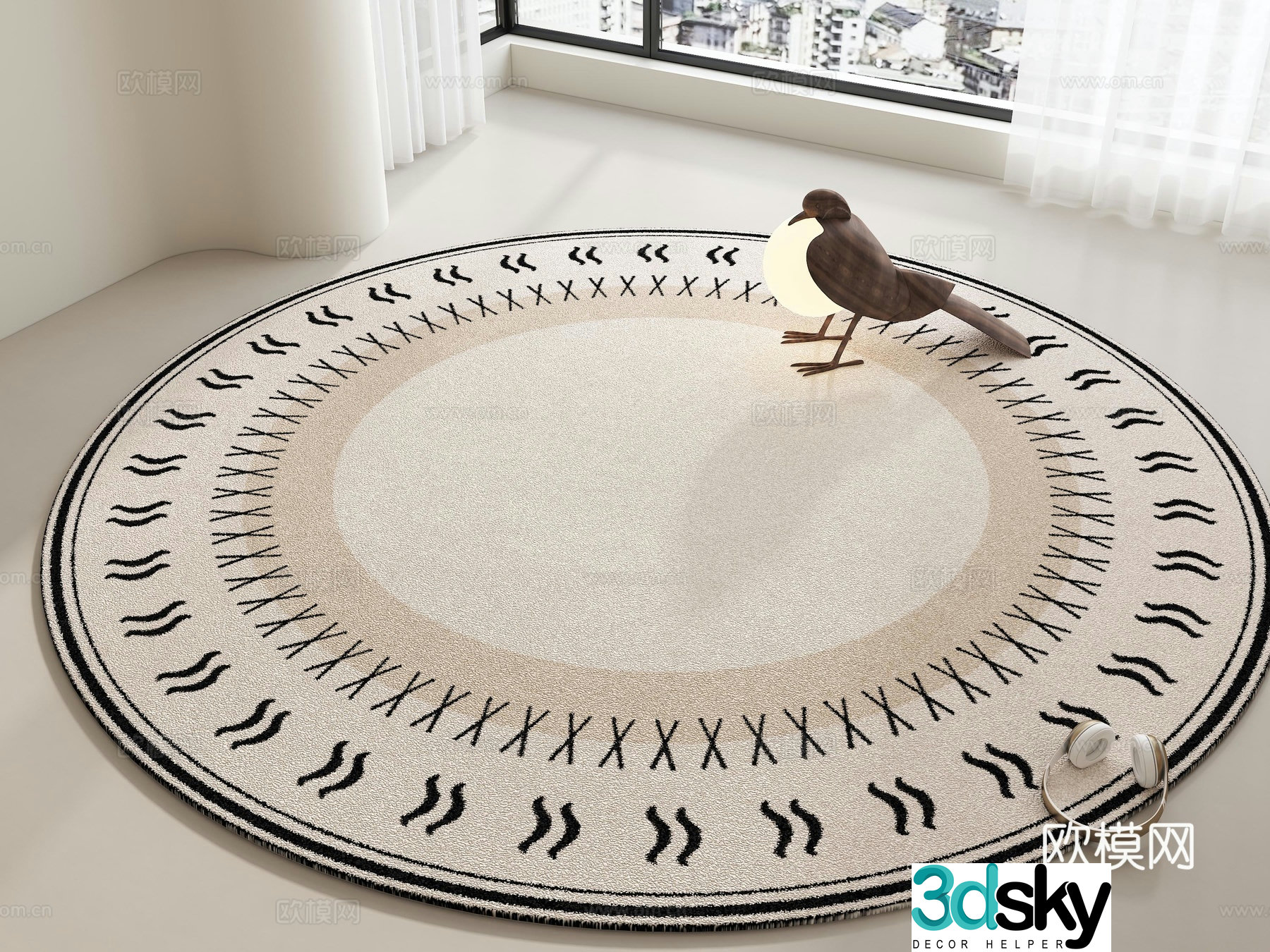 Carpet Middle style carpet Wasabi style carpet Cream style carpet Living room carpet Round carpet 3d model