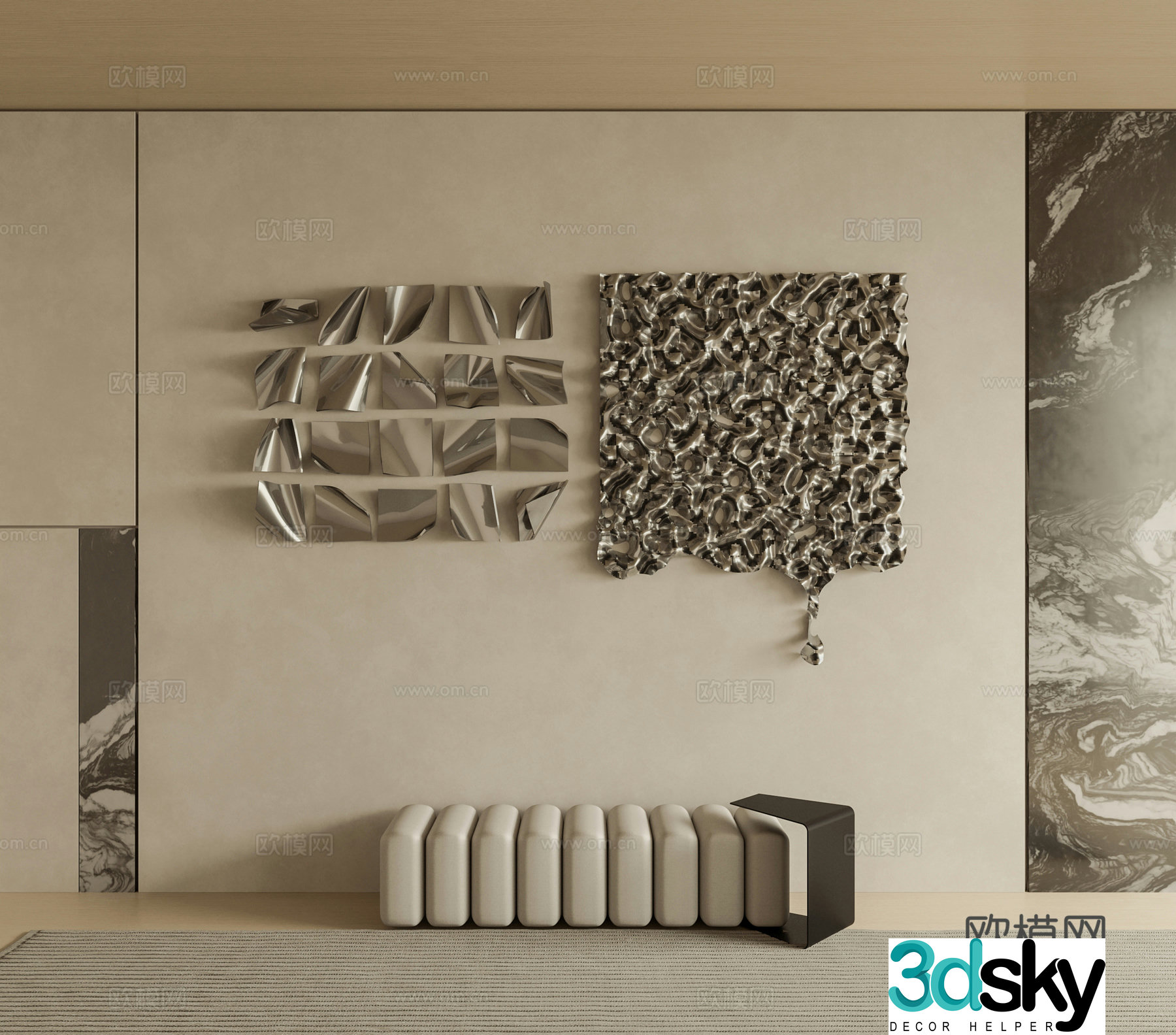 Modern metal wall hanging decoration pendant 3D model