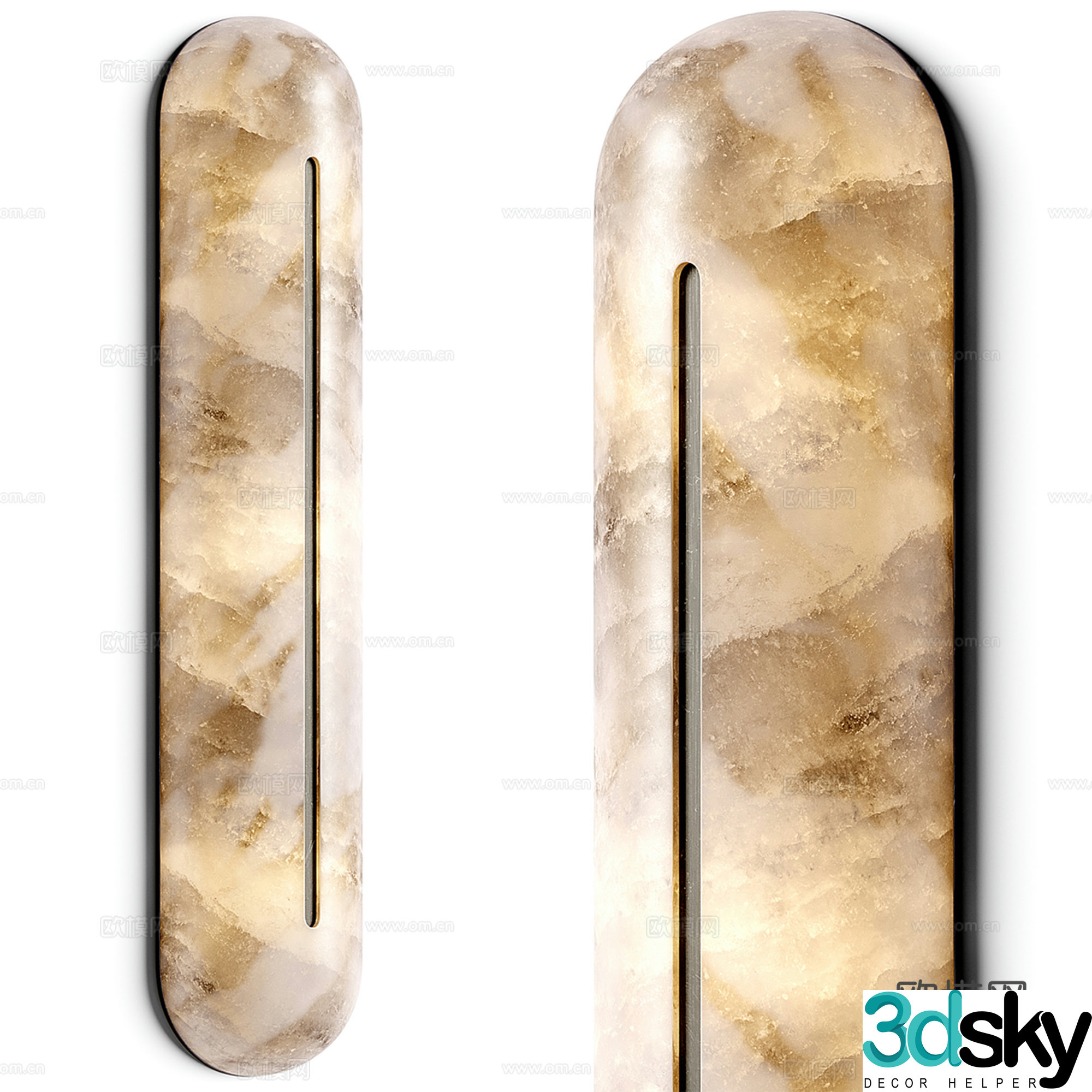 Light luxury jade wall lamp Translucent stone wall lamp 3D model