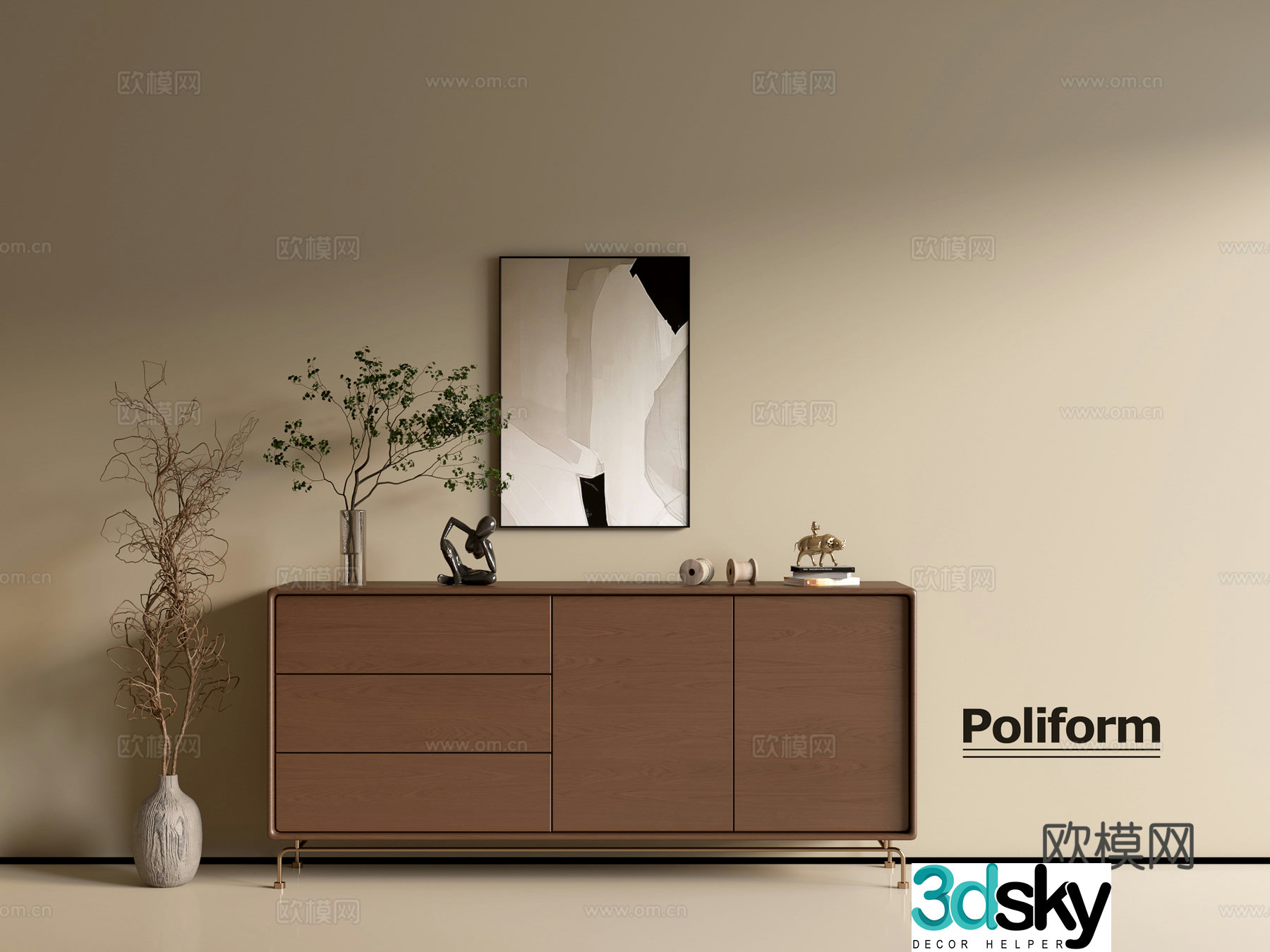 Modern wood grain cabinet ins wind minimalist wind cabinet whole cabinet sideboard balcony cabinet storage 3D model