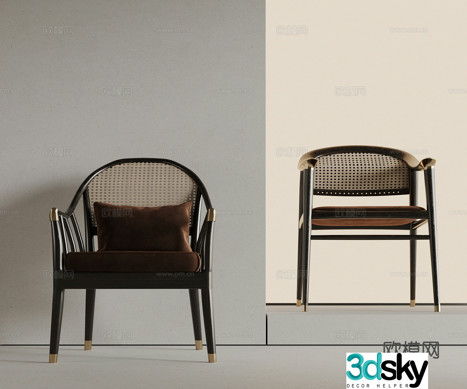 New Chinese dining chair leisure chair single chair 3d model
