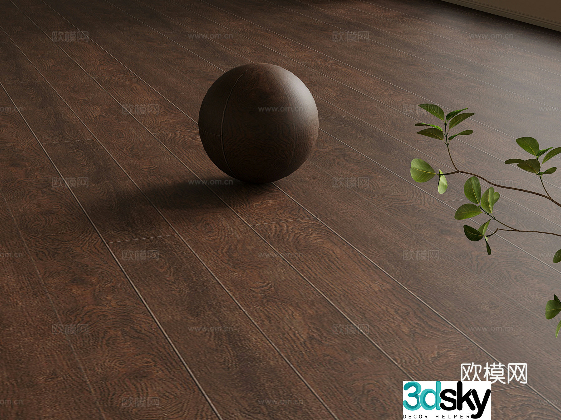 Modern wood floor Antique dark solid wood floor 3d model