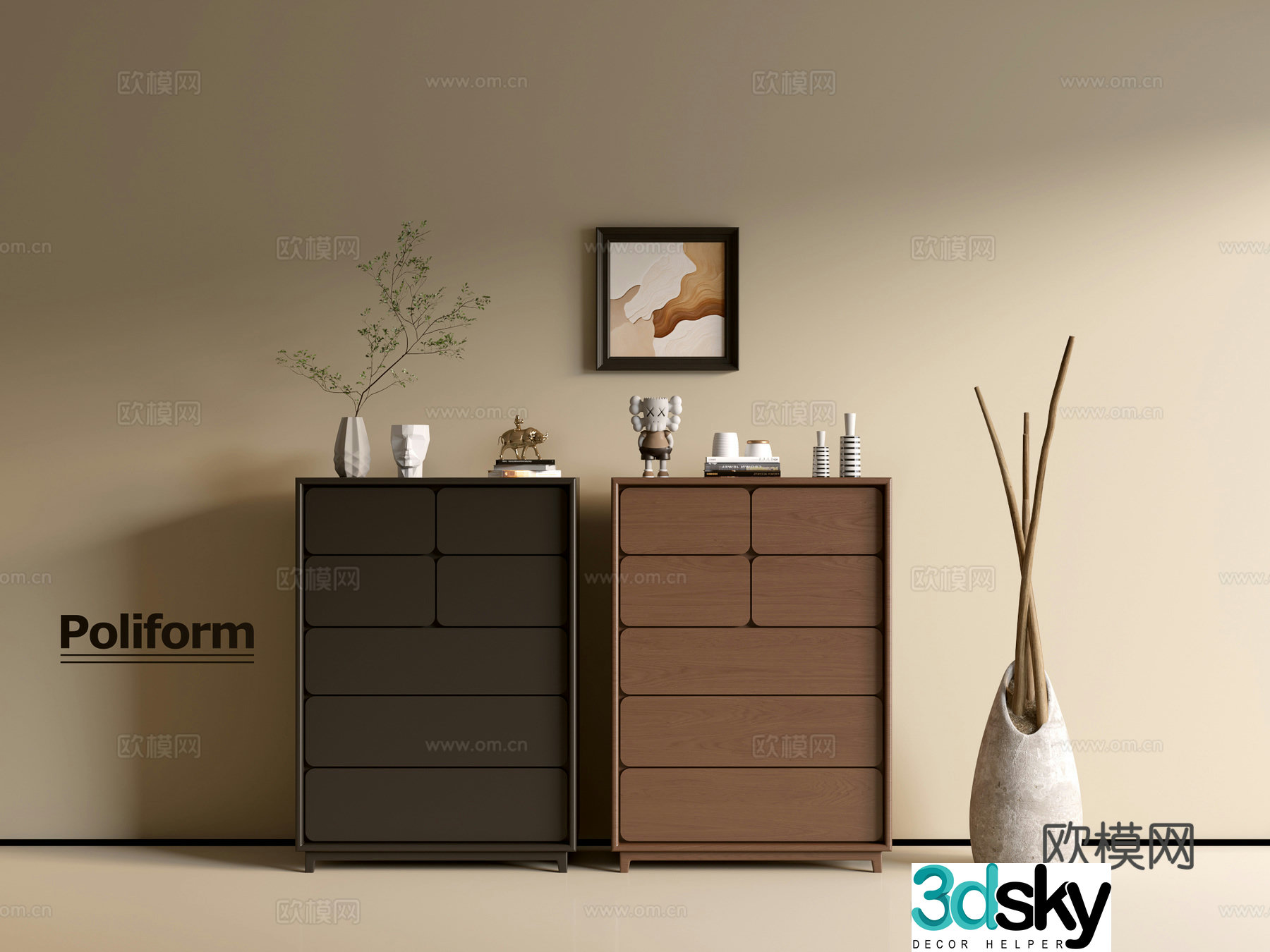 Modern wood grain cabinet ins wind minimalist wind cabinet whole cabinet sideboard balcony cabinet storage 3D model