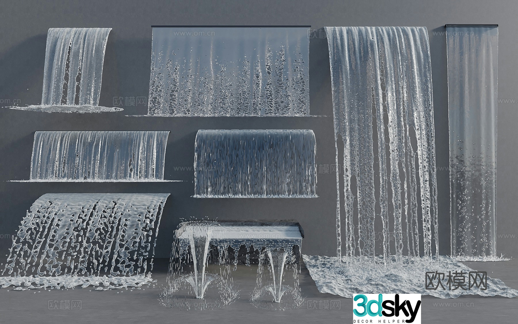 Modern new Chinese style water curtain water curtain wall fountain waterscape waterscape waterfall 3D model