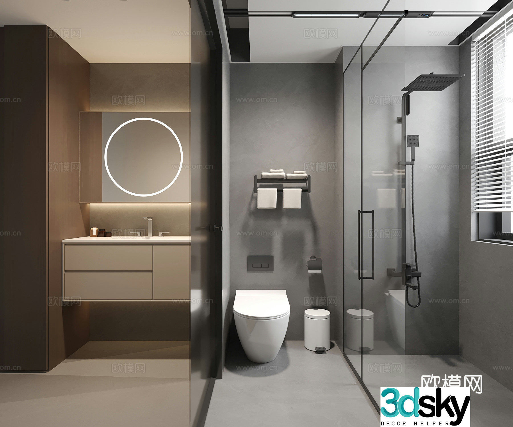 Modern Italian bathroom bathroom cabinet toilet 3d model