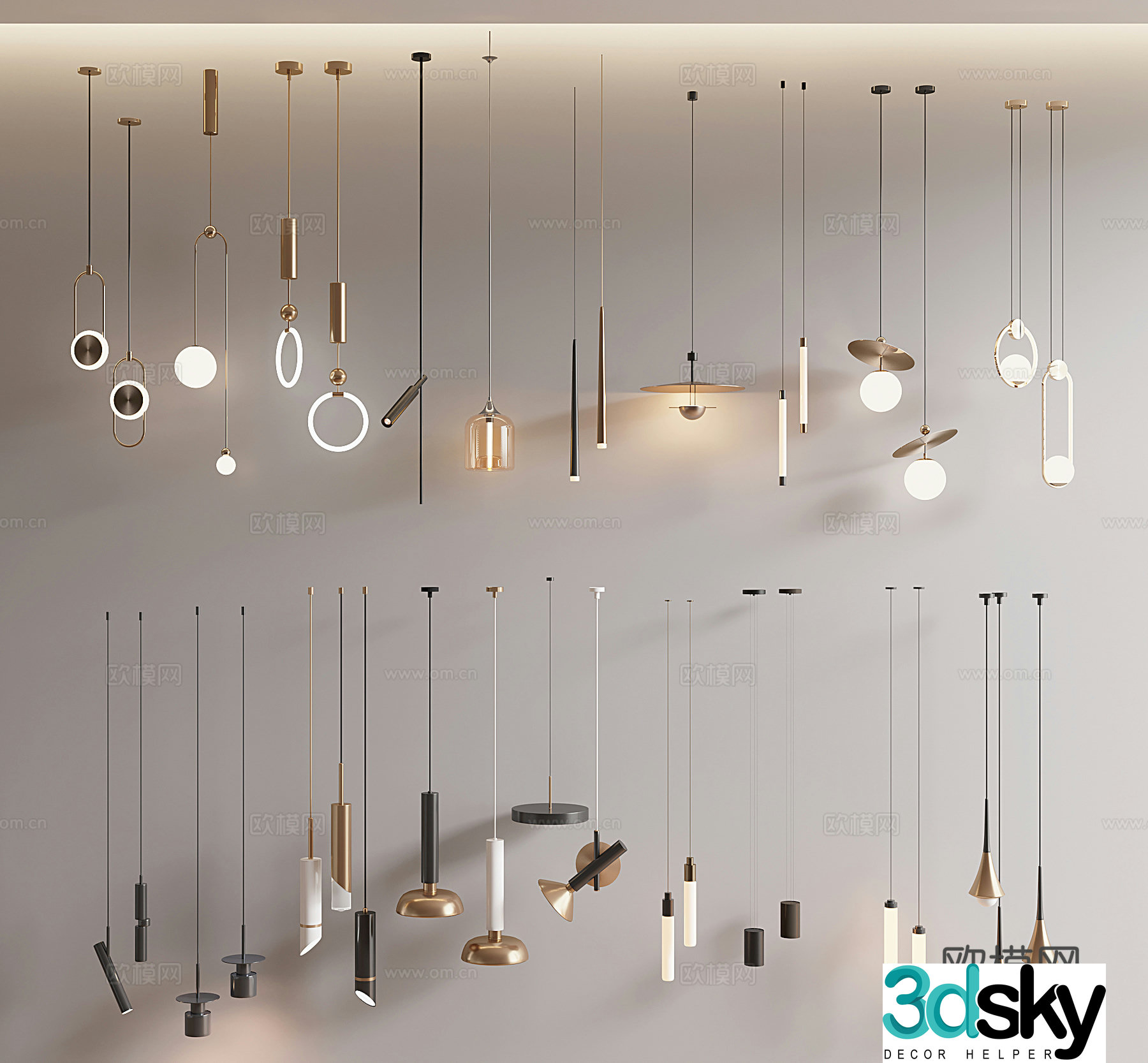Modern small chandeliers 3d model
