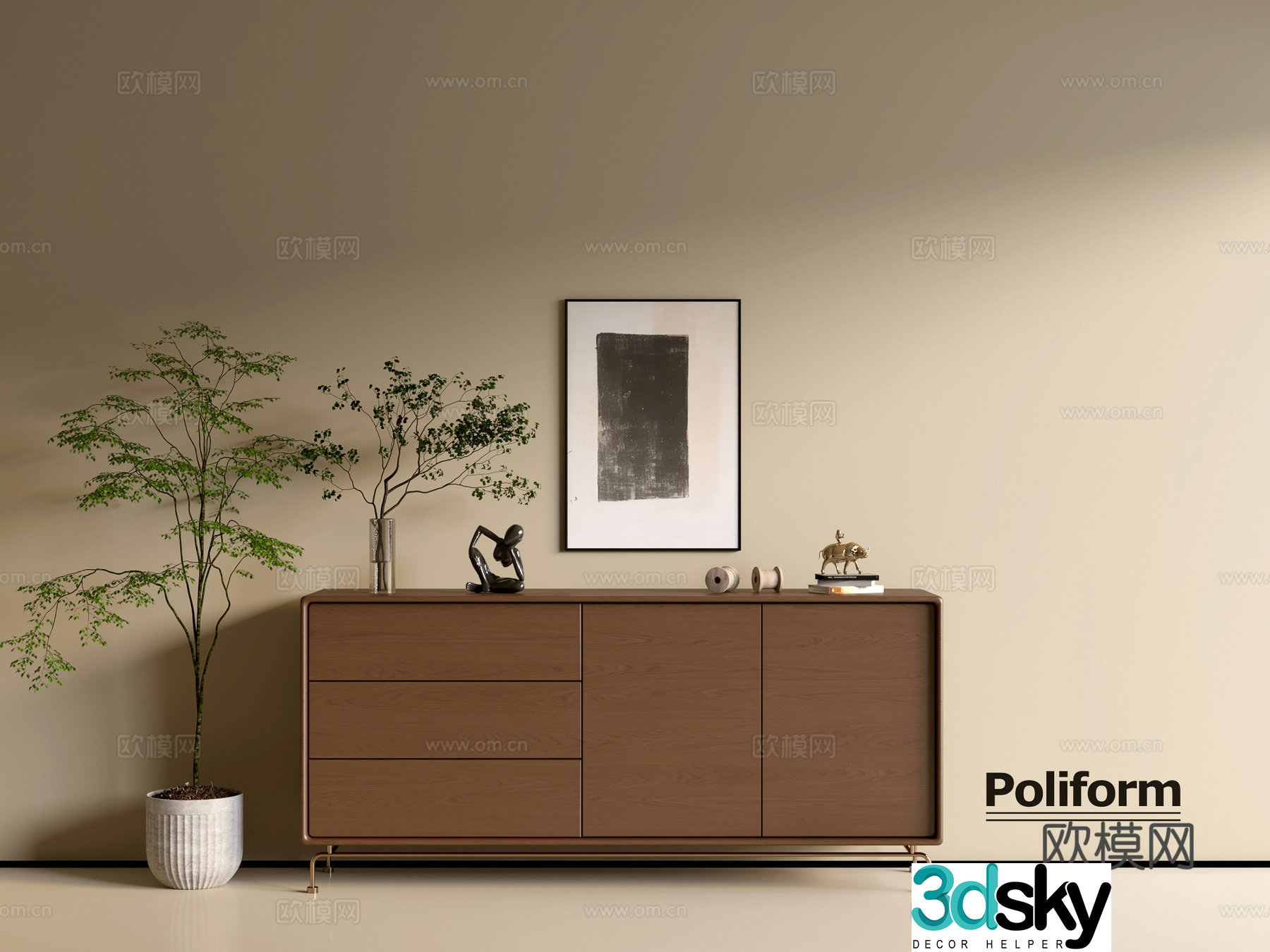 Modern wood grain cabinet ins wind minimalist wind cabinet whole cabinet sideboard balcony cabinet storage 3D model
