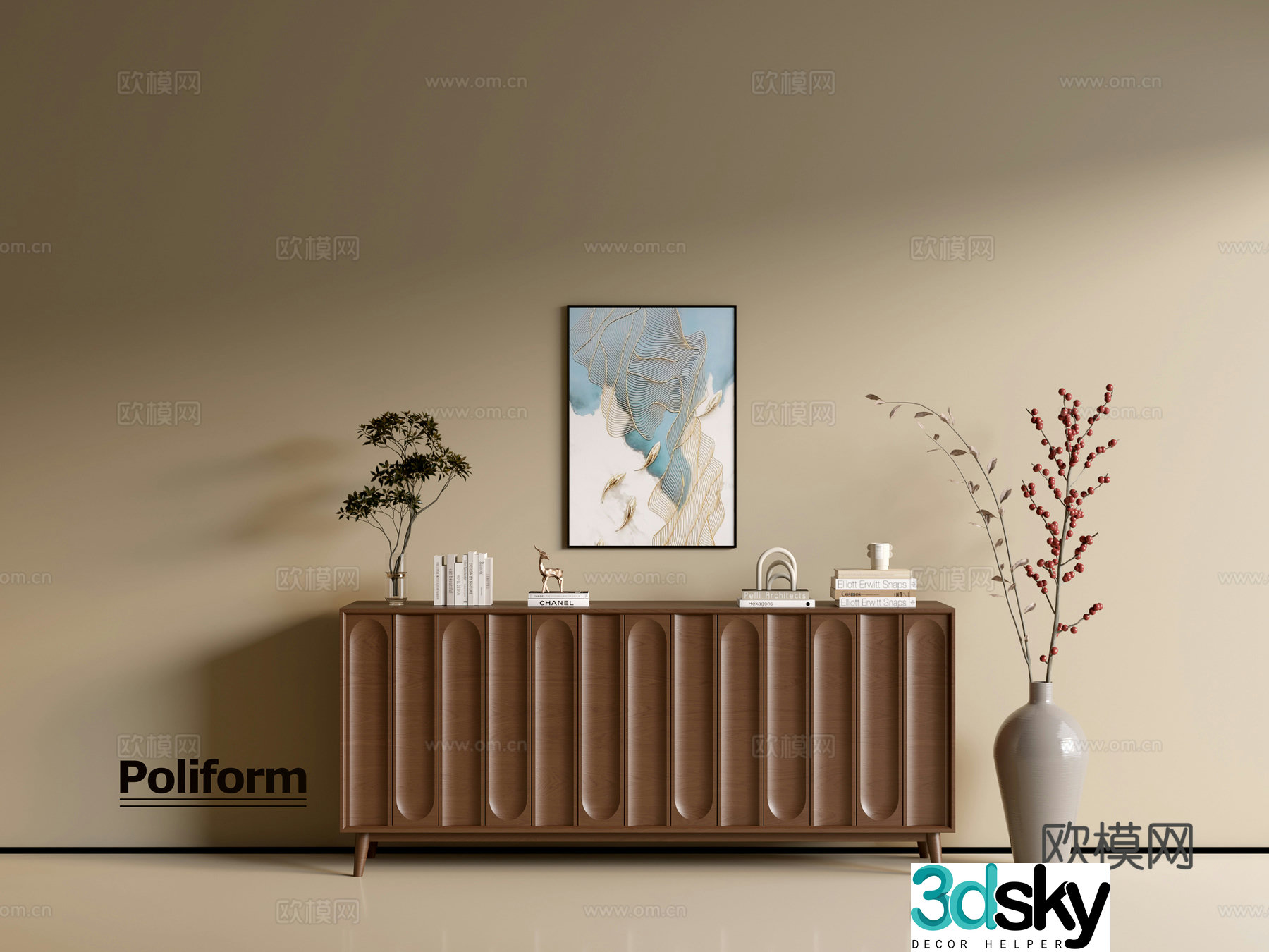 Modern wood grain cabinet ins wind minimalist wind cabinet whole cabinet sideboard balcony cabinet storage 3D model