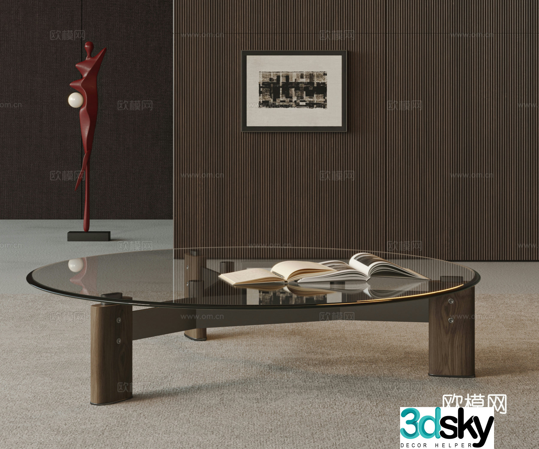 POLIFORM Modern Italian Coffee Table Glass Coffee Table Sculpture 3D Model